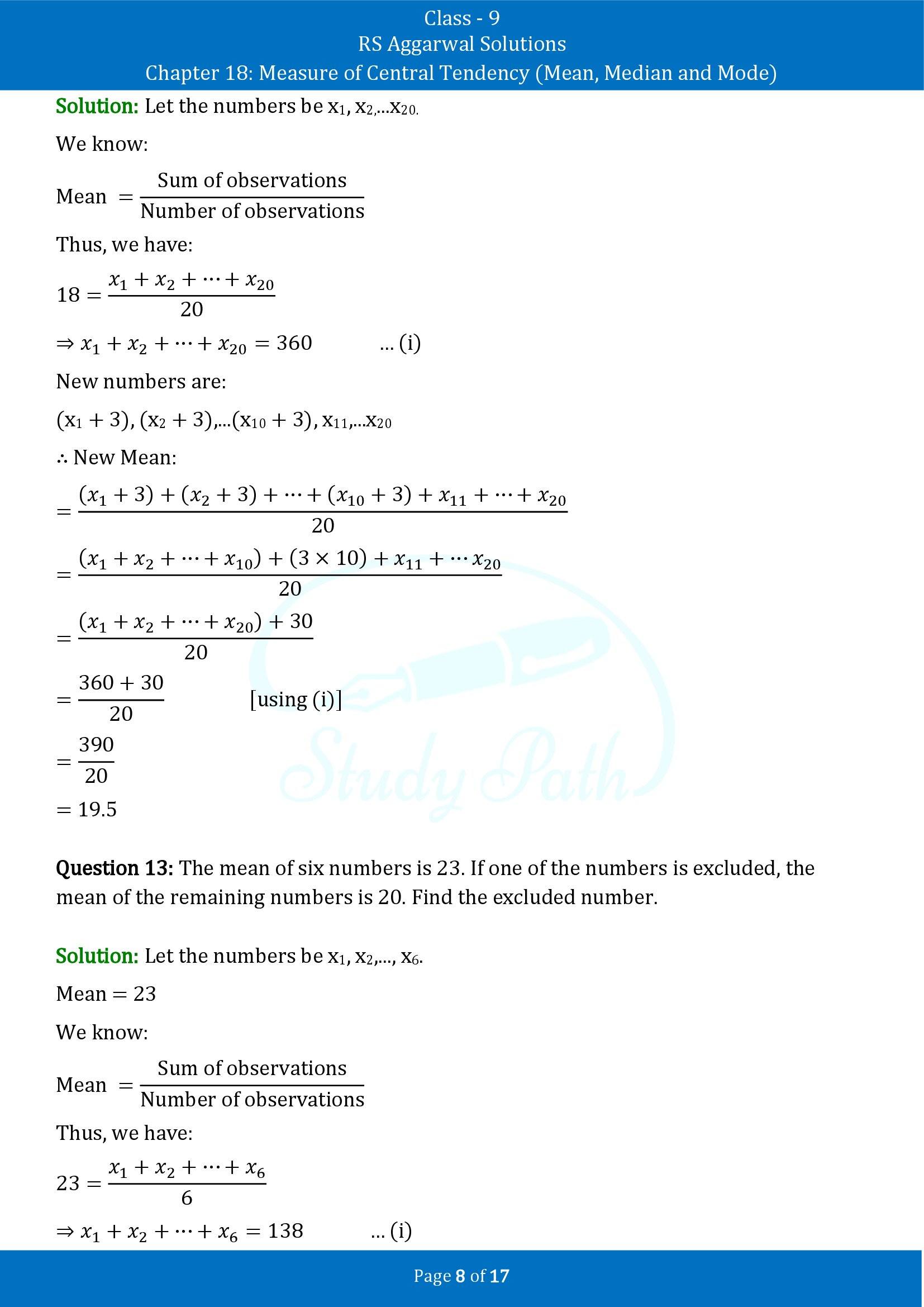 RS Aggarwal Solutions Class 9 Chapter 18 Measure of Central Tendency Mean Median and Mode Exercise 18A 00008