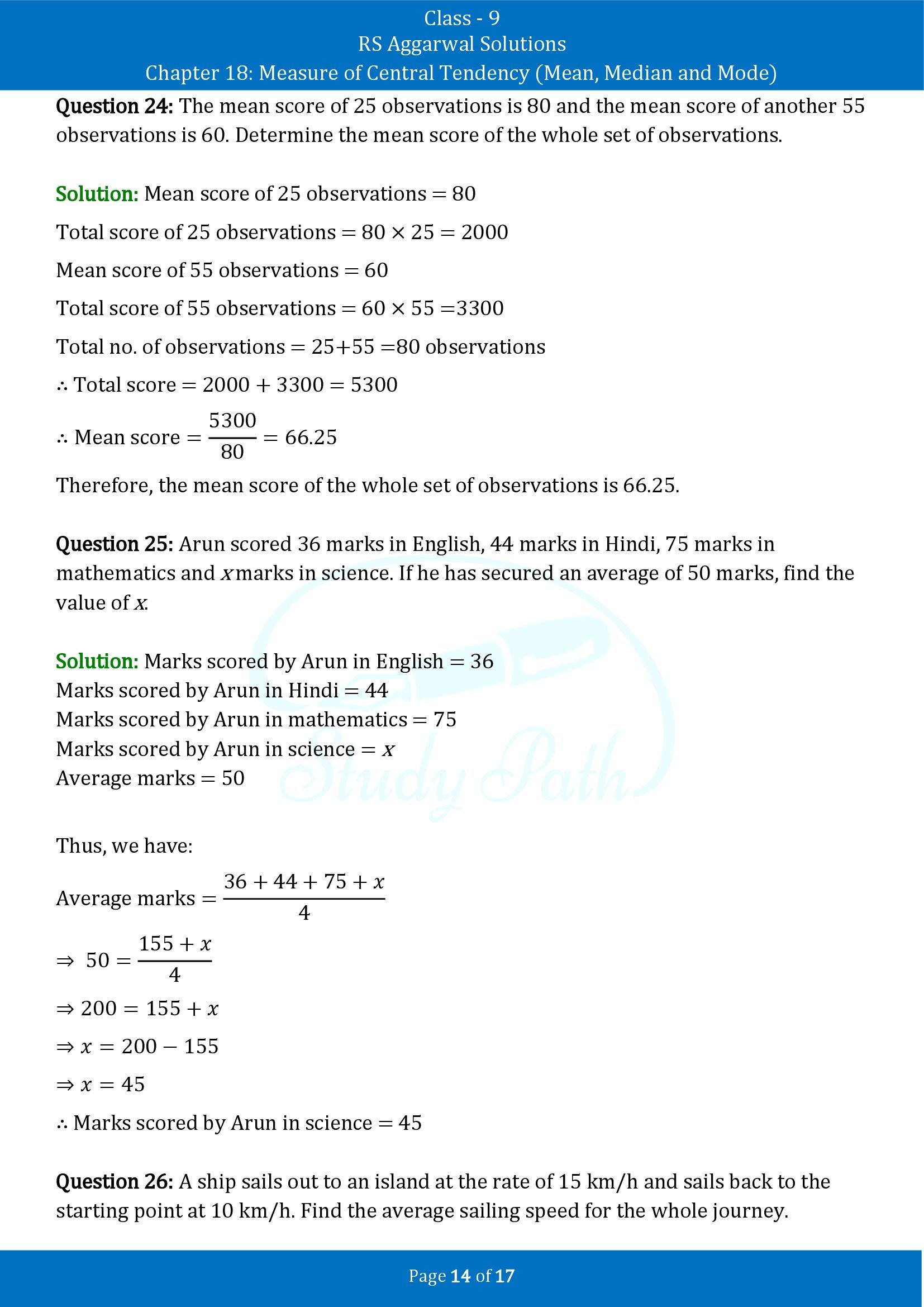 RS Aggarwal Solutions Class 9 Chapter 18 Measure of Central Tendency Mean Median and Mode Exercise 18A 00014