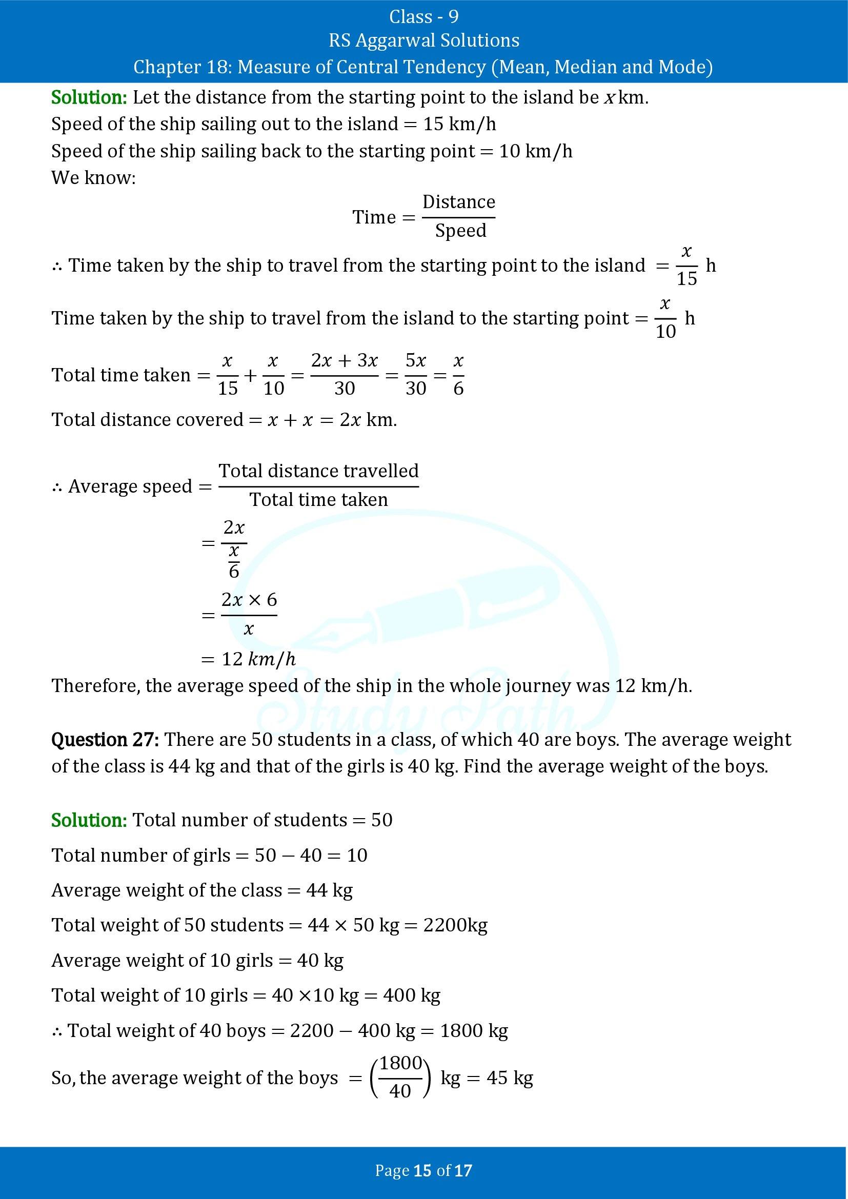 RS Aggarwal Solutions Class 9 Chapter 18 Measure of Central Tendency Mean Median and Mode Exercise 18A 00015