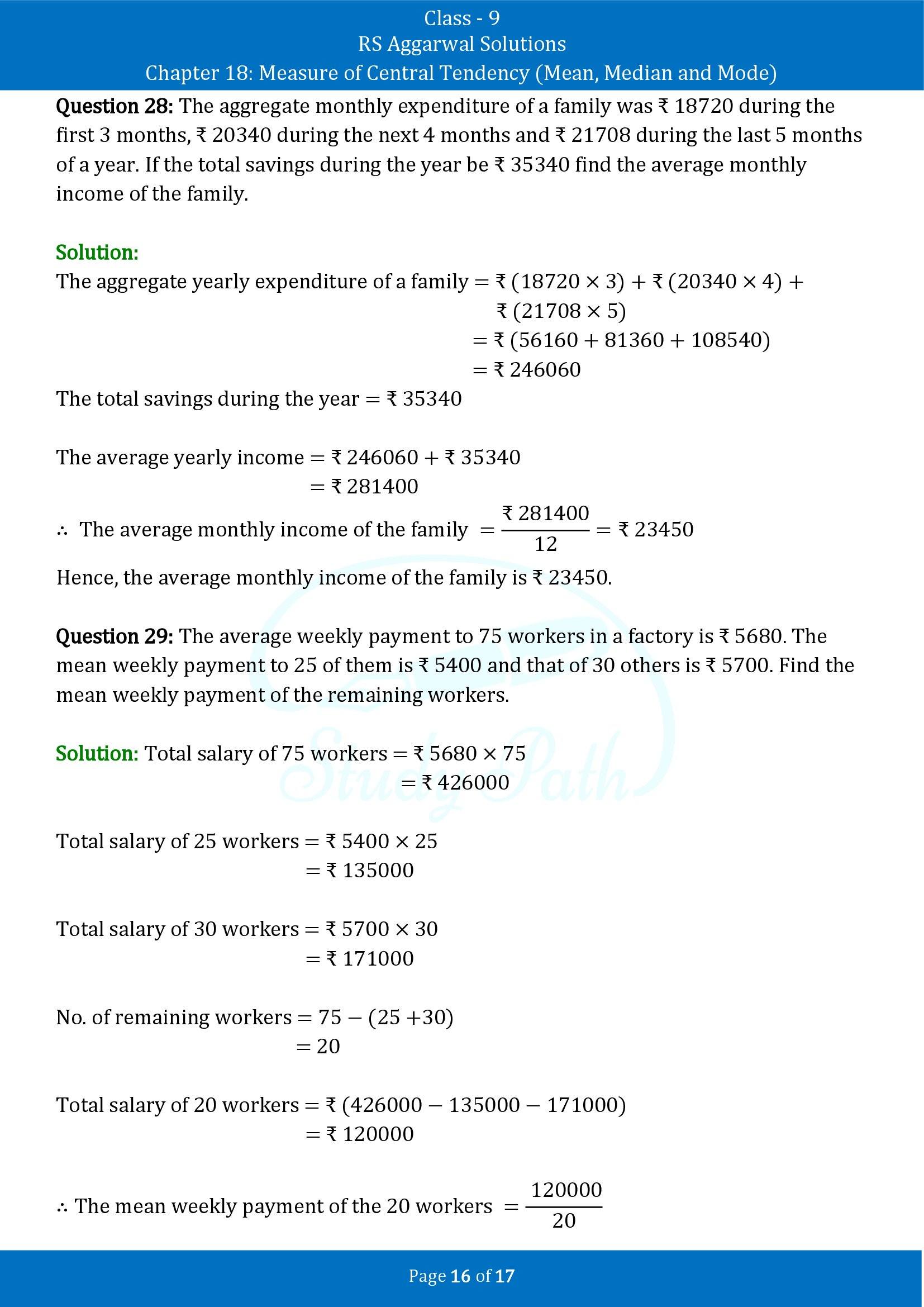 RS Aggarwal Solutions Class 9 Chapter 18 Measure of Central Tendency Mean Median and Mode Exercise 18A 00016