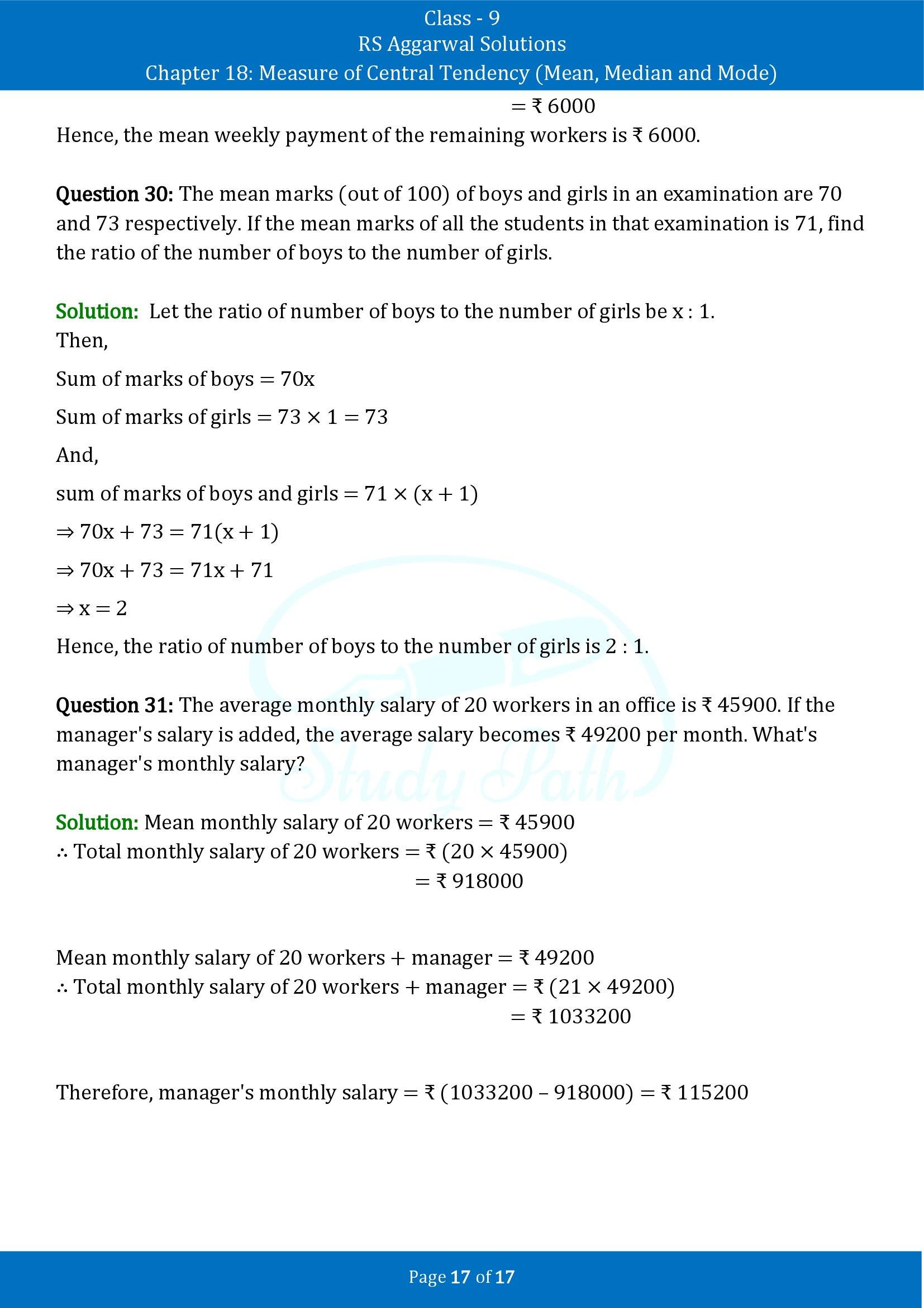 RS Aggarwal Solutions Class 9 Chapter 18 Measure of Central Tendency Mean Median and Mode Exercise 18A 00017
