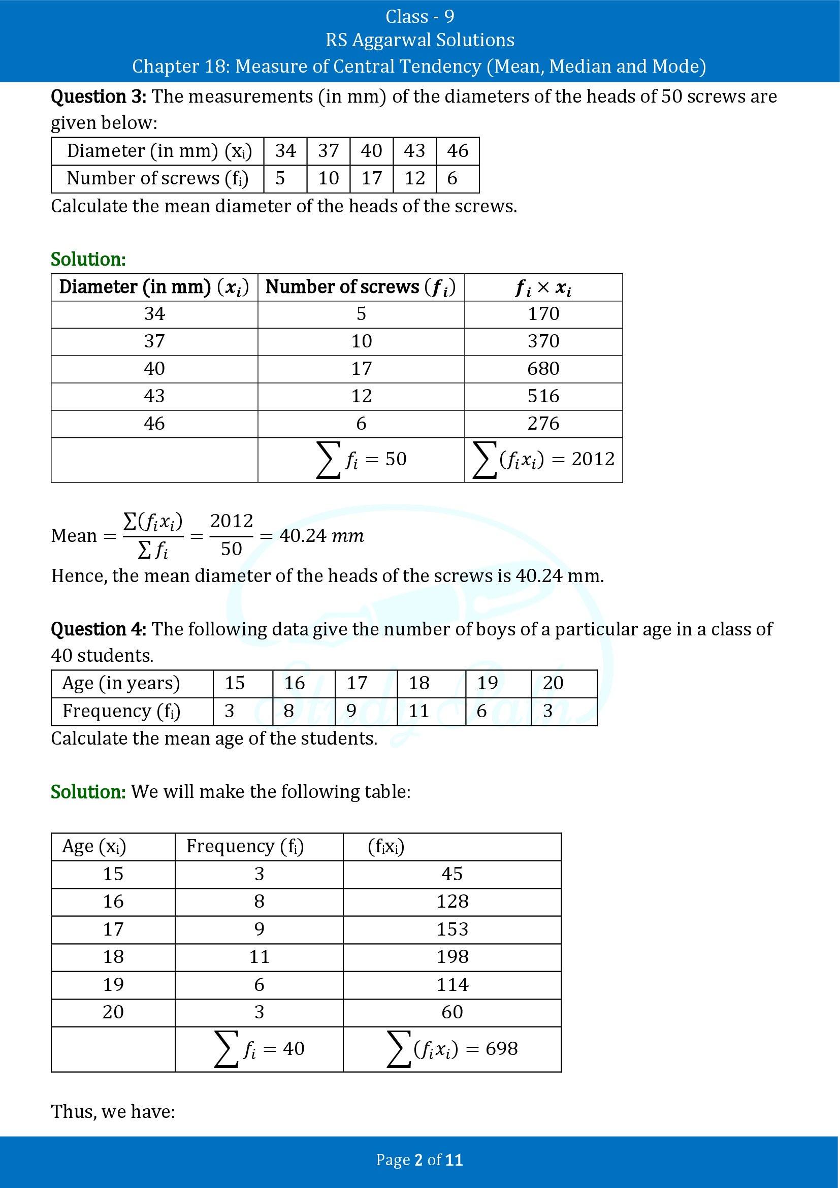RS Aggarwal Solutions Class 9 Chapter 18 Measure of Central Tendency Mean Median and Mode Exercise 18B 00002