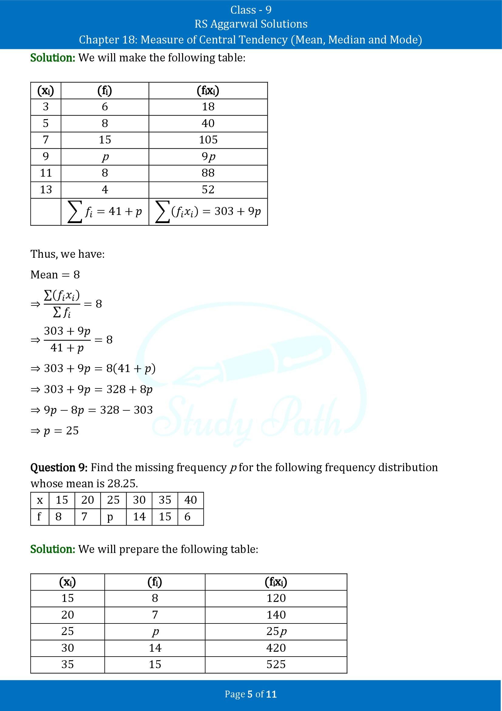 RS Aggarwal Solutions Class 9 Chapter 18 Measure of Central Tendency Mean Median and Mode Exercise 18B 00005
