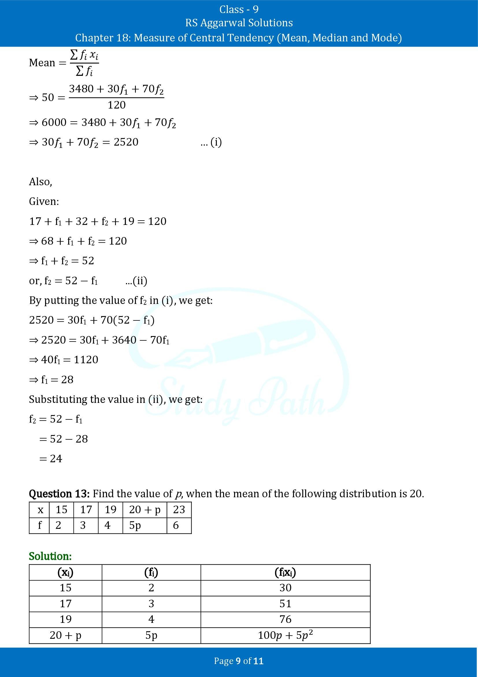 RS Aggarwal Solutions Class 9 Chapter 18 Measure of Central Tendency Mean Median and Mode Exercise 18B 00009