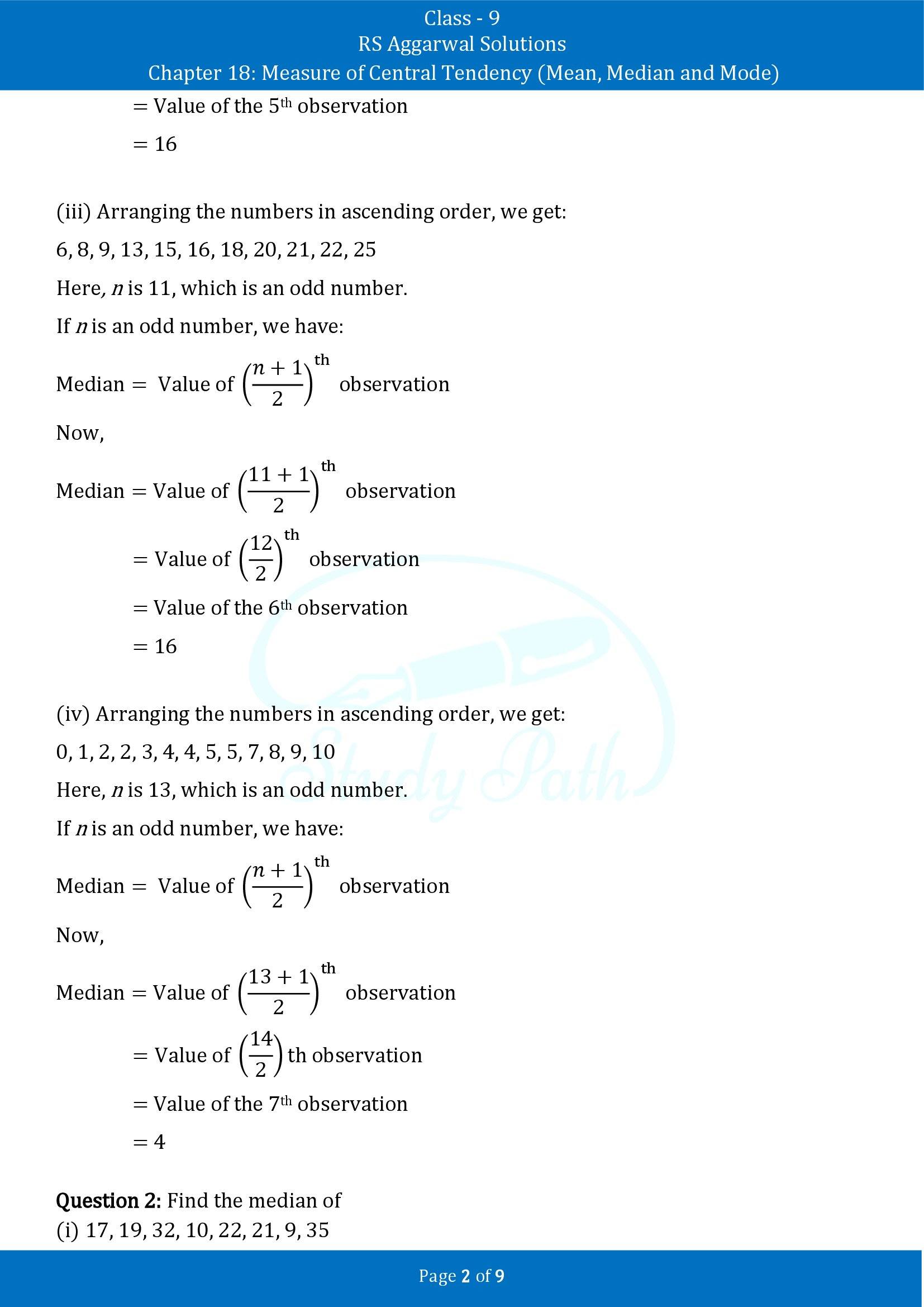RS Aggarwal Solutions Class 9 Chapter 18 Measure of Central Tendency Mean Median and Mode Exercise 18C 00002
