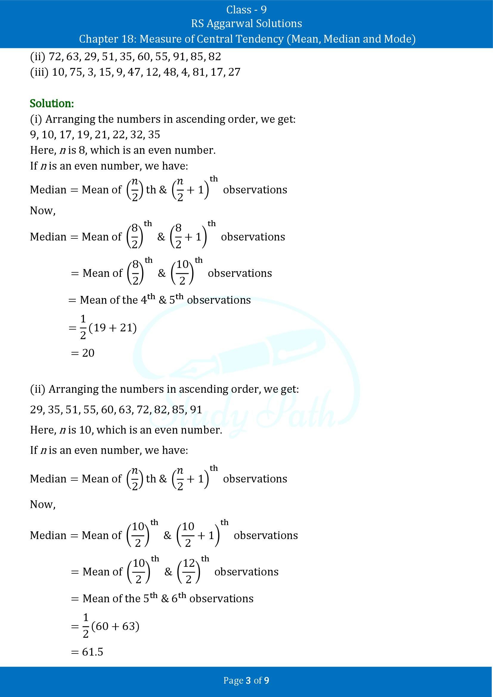 RS Aggarwal Solutions Class 9 Chapter 18 Measure of Central Tendency Mean Median and Mode Exercise 18C 00003
