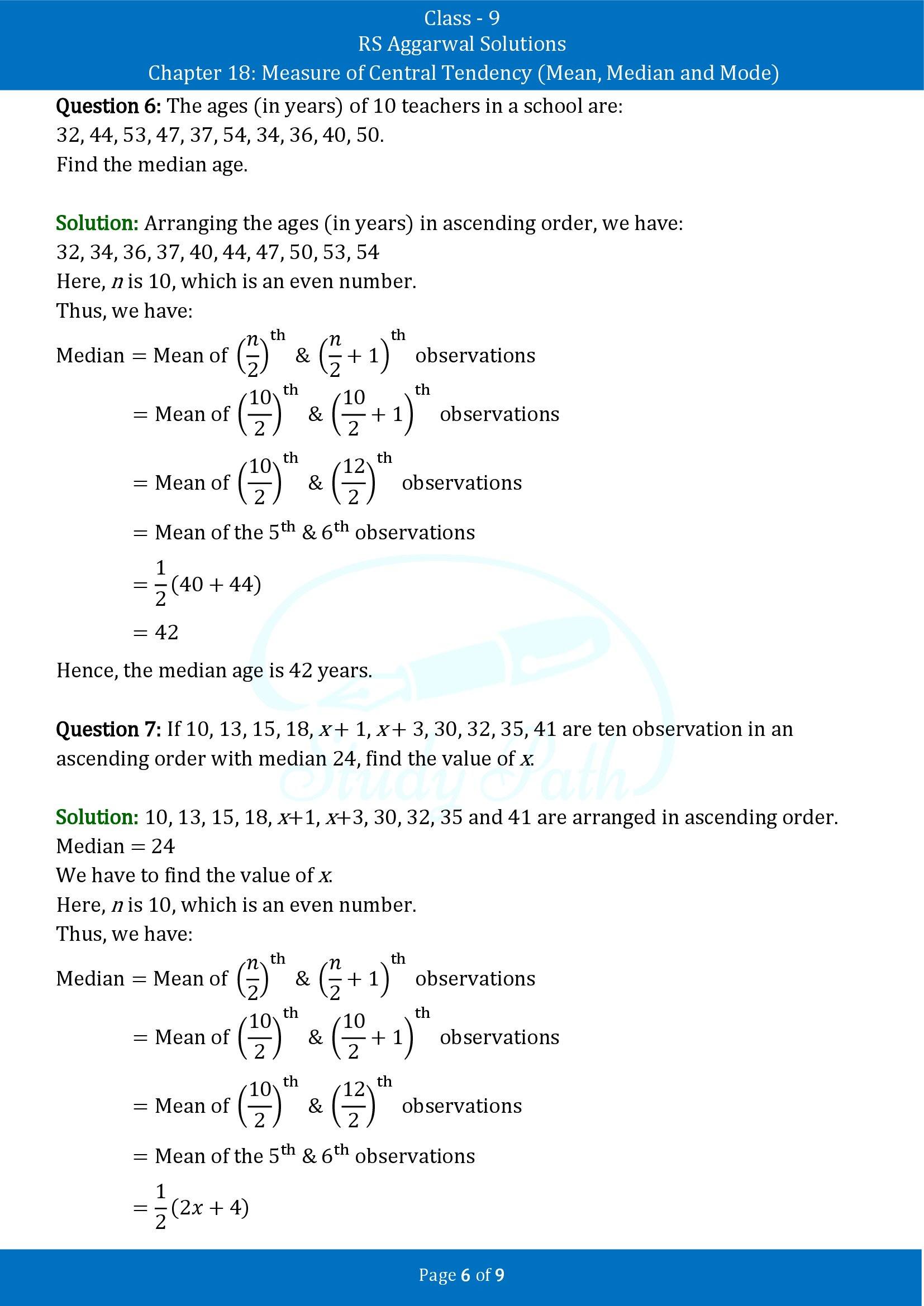 RS Aggarwal Solutions Class 9 Chapter 18 Measure of Central Tendency Mean Median and Mode Exercise 18C 00006