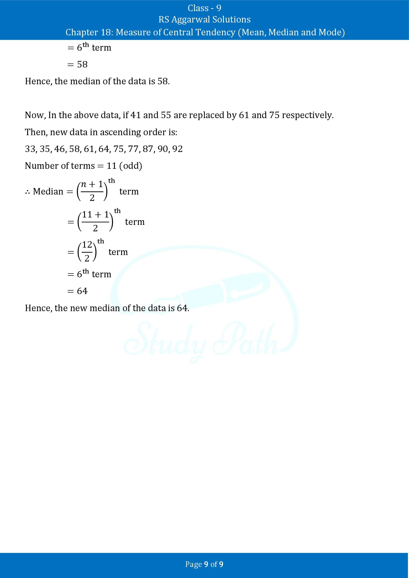 RS Aggarwal Solutions Class 9 Chapter 18 Measure of Central Tendency Mean Median and Mode Exercise 18C 00009