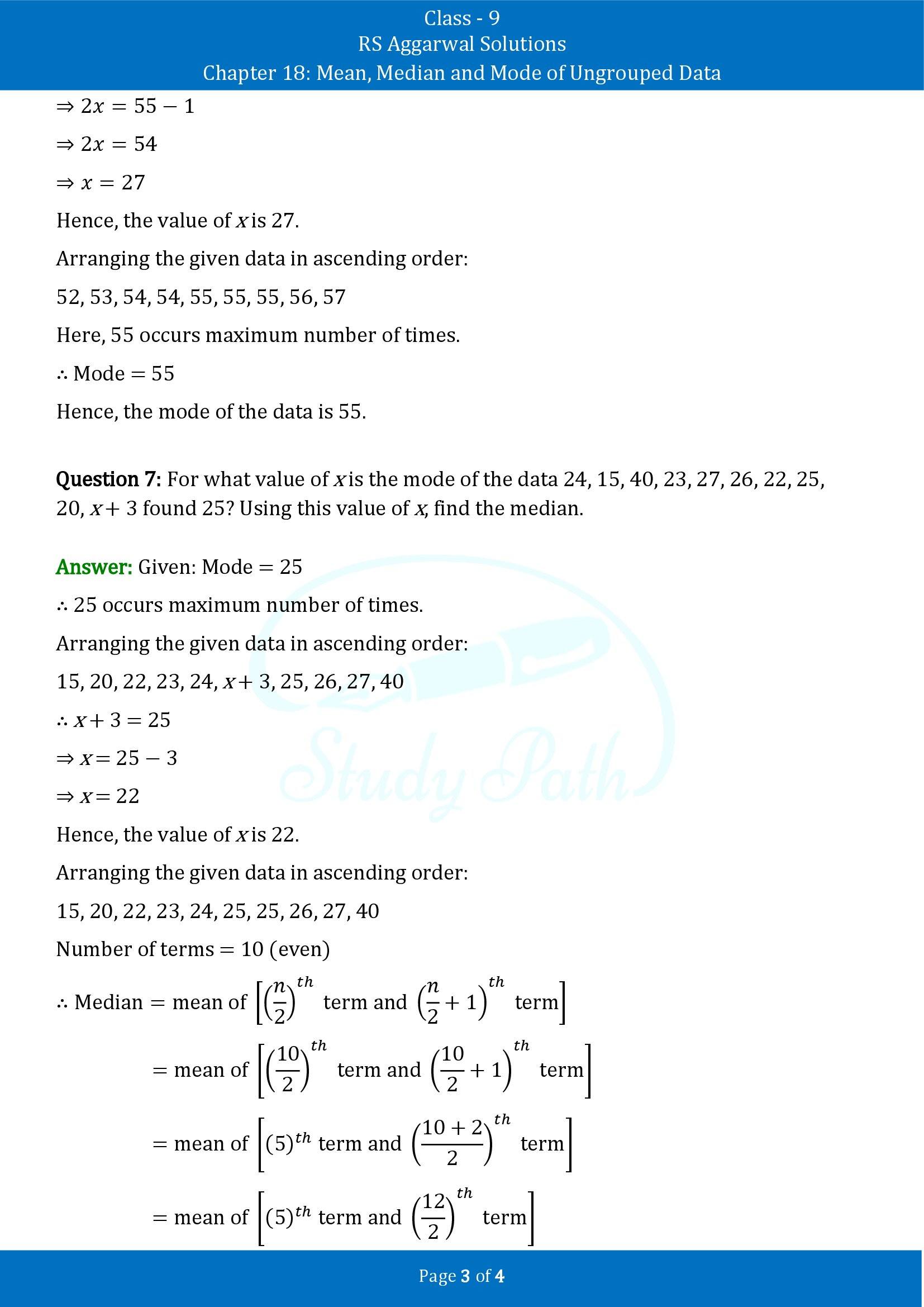 RS Aggarwal Solutions Class 9 Chapter 18 Measure of Central Tendency Mean Median and Mode Exercise 18D 00003