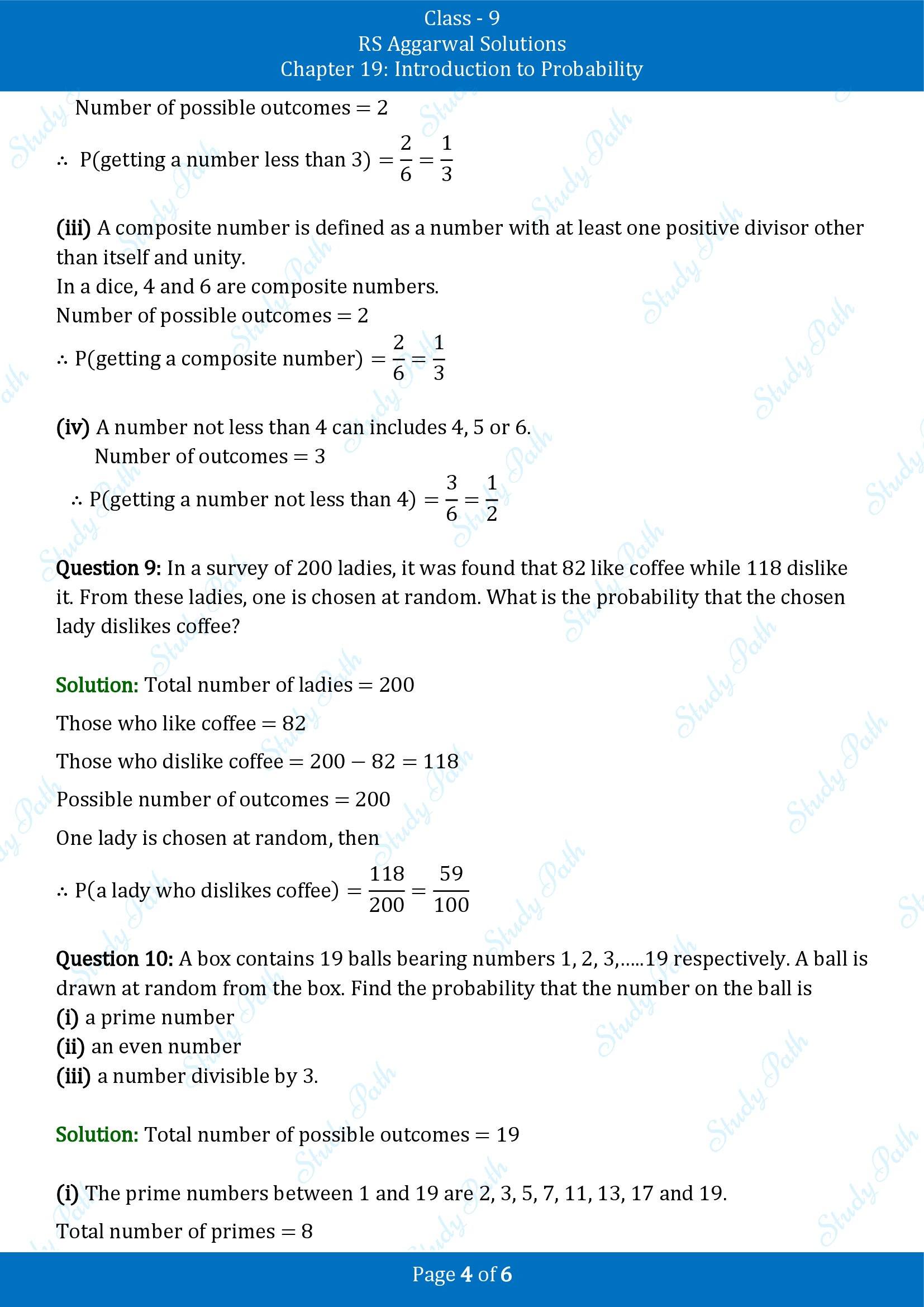 RS Aggarwal Solutions Class 9 Chapter 19 Introduction to Probability Exercise 19A 00004