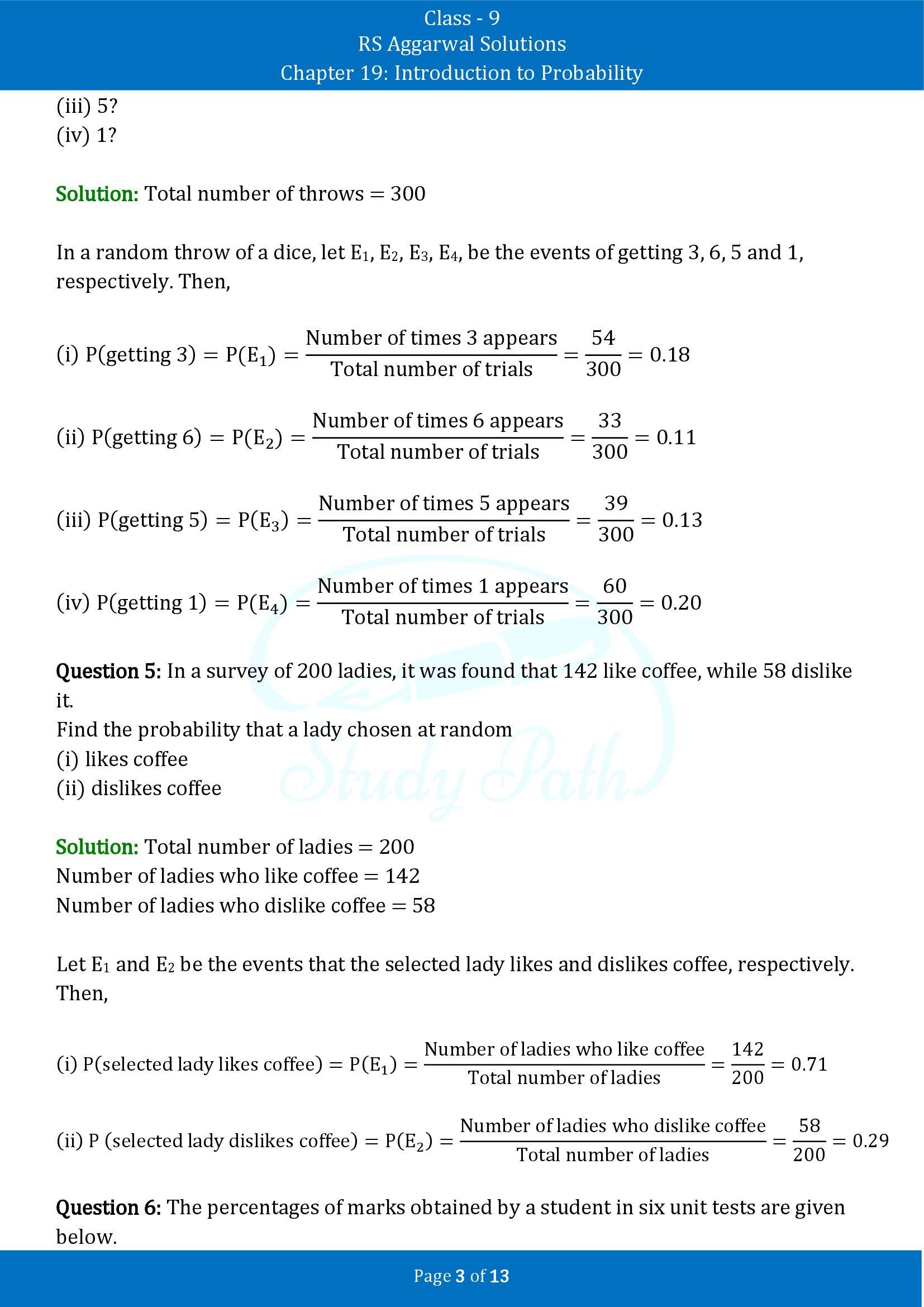 RS Aggarwal Solutions Class 9 Chapter 19 Introduction to Probability Exercise 19B 00003