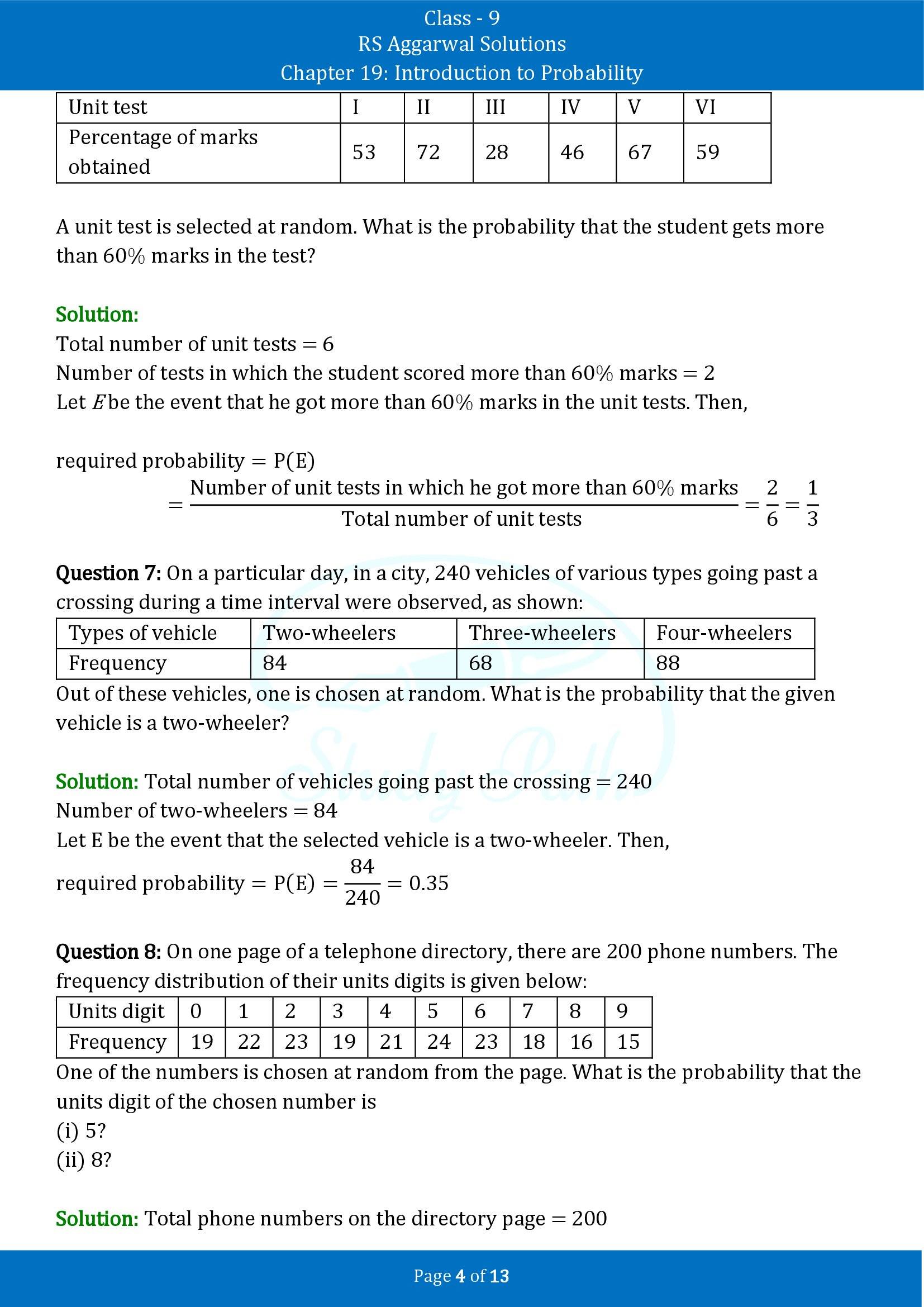 RS Aggarwal Solutions Class 9 Chapter 19 Introduction to Probability Exercise 19B 00004