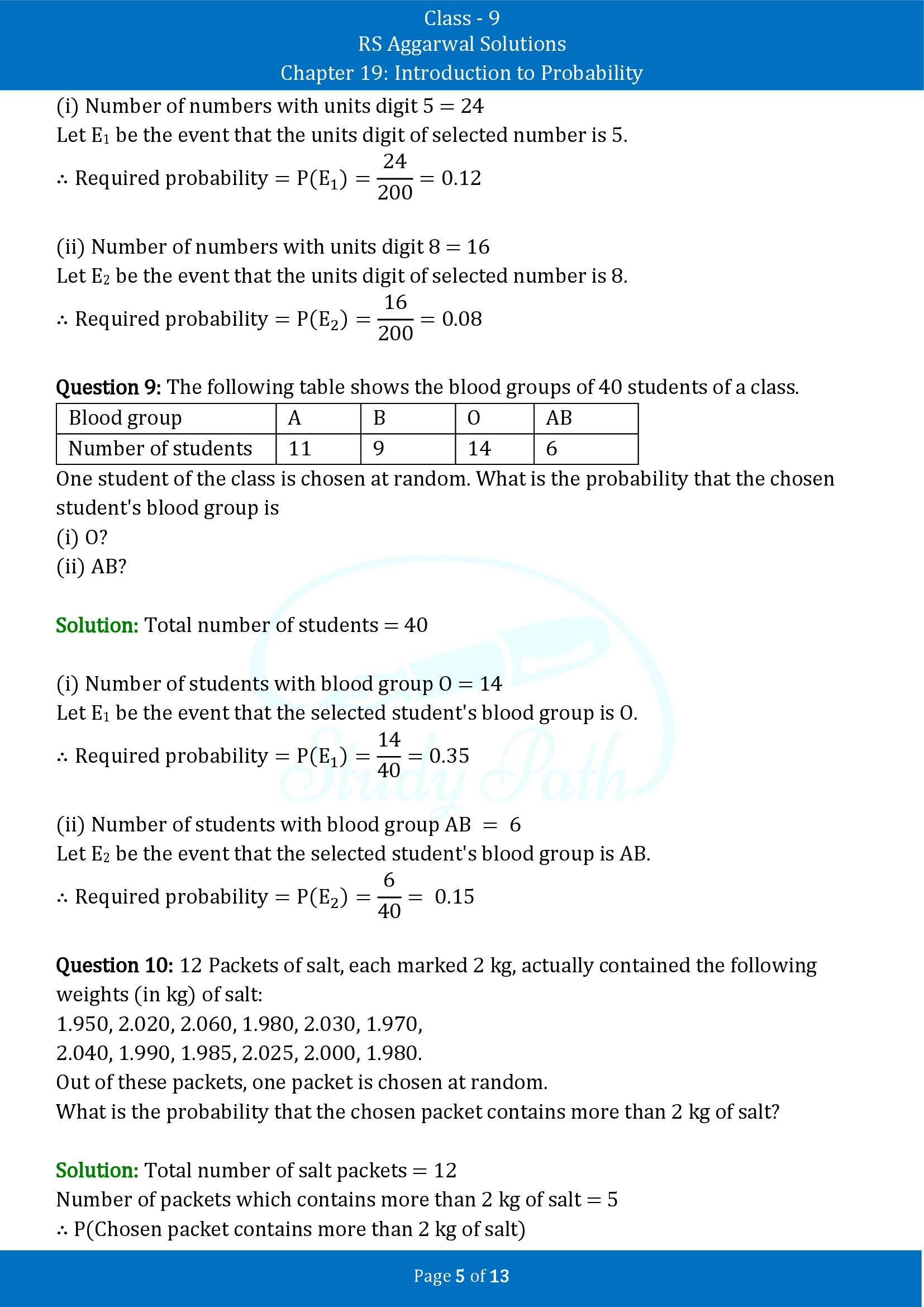 RS Aggarwal Solutions Class 9 Chapter 19 Introduction to Probability Exercise 19B 00005