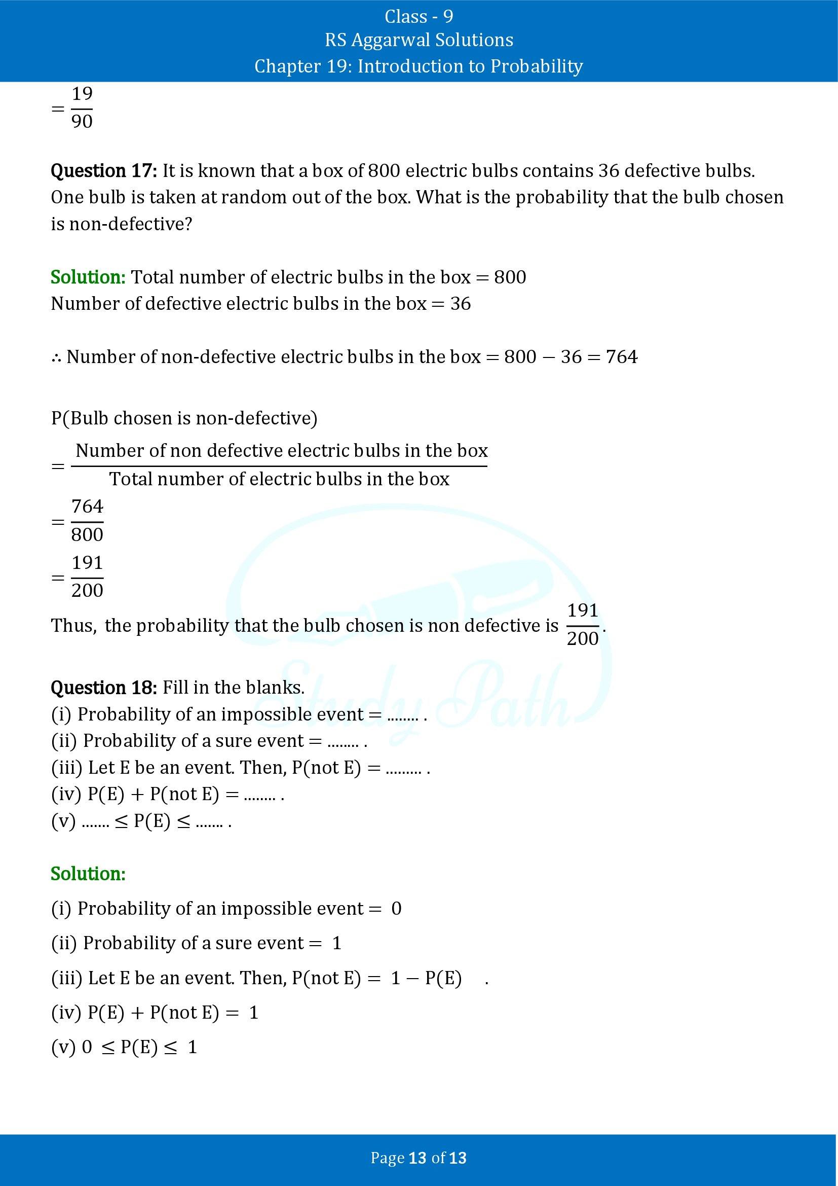 RS Aggarwal Solutions Class 9 Chapter 19 Introduction to Probability Exercise 19B 00013