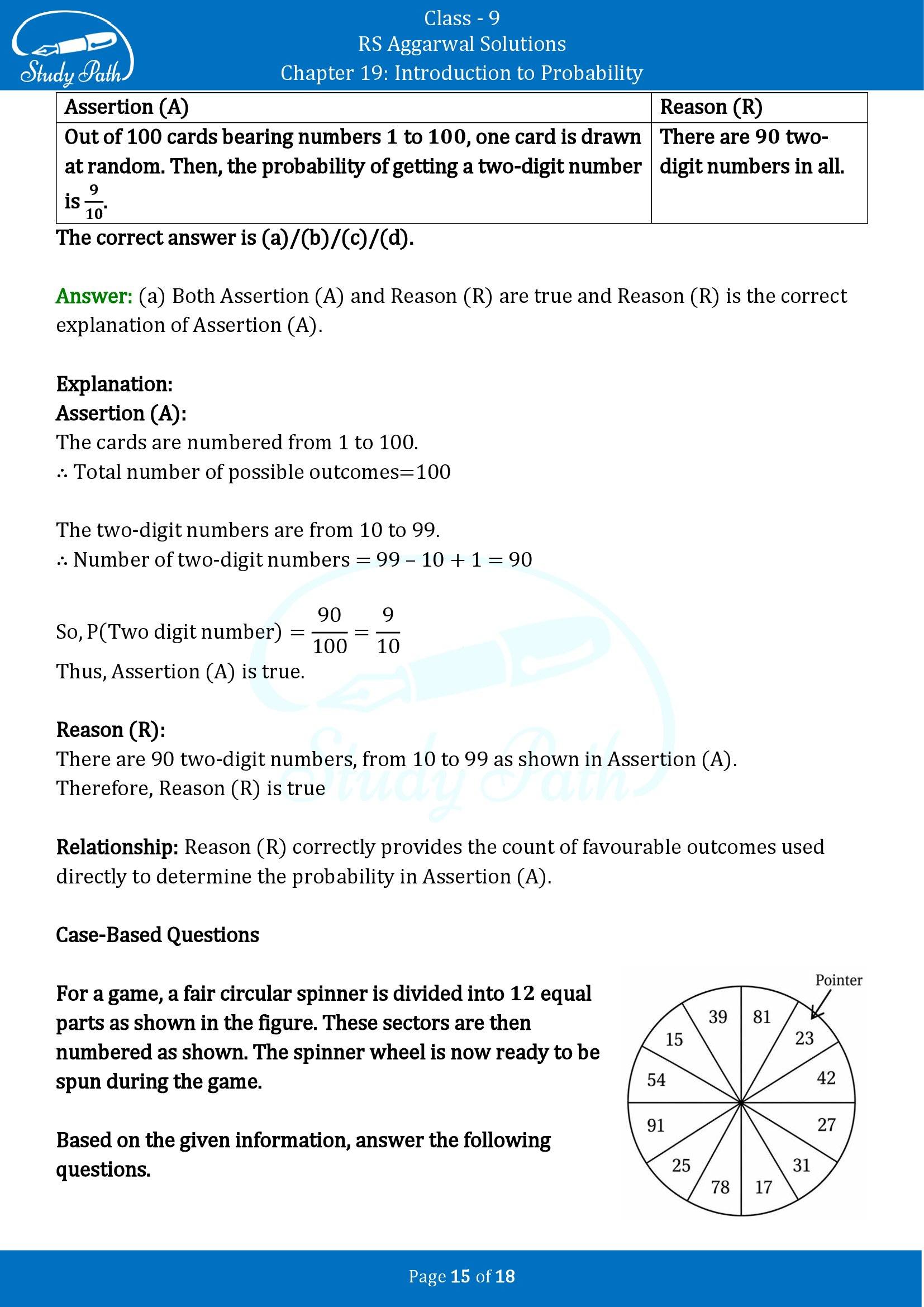 RS Aggarwal Solutions Class 9 Chapter 19 Introduction to Probability Multiple Choice Questions MCQs 00015