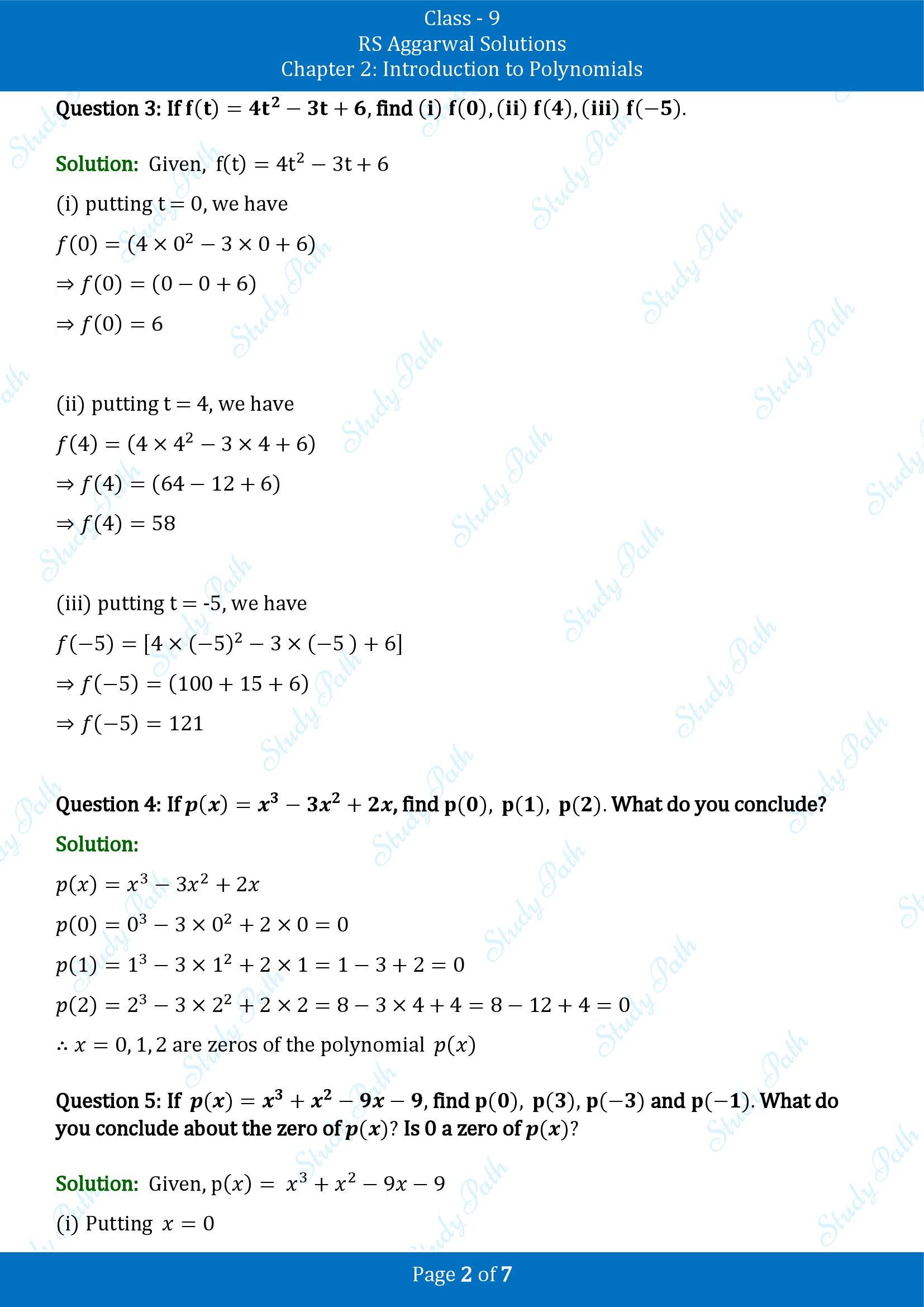 RS Aggarwal Solutions Class 9 Chapter 2 Introduction to Polynomials Exercise 2B 00002