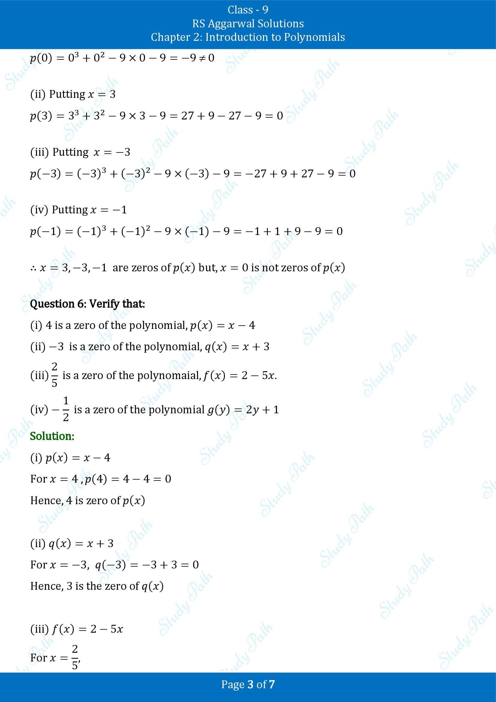 RS Aggarwal Solutions Class 9 Chapter 2 Introduction to Polynomials Exercise 2B 00003
