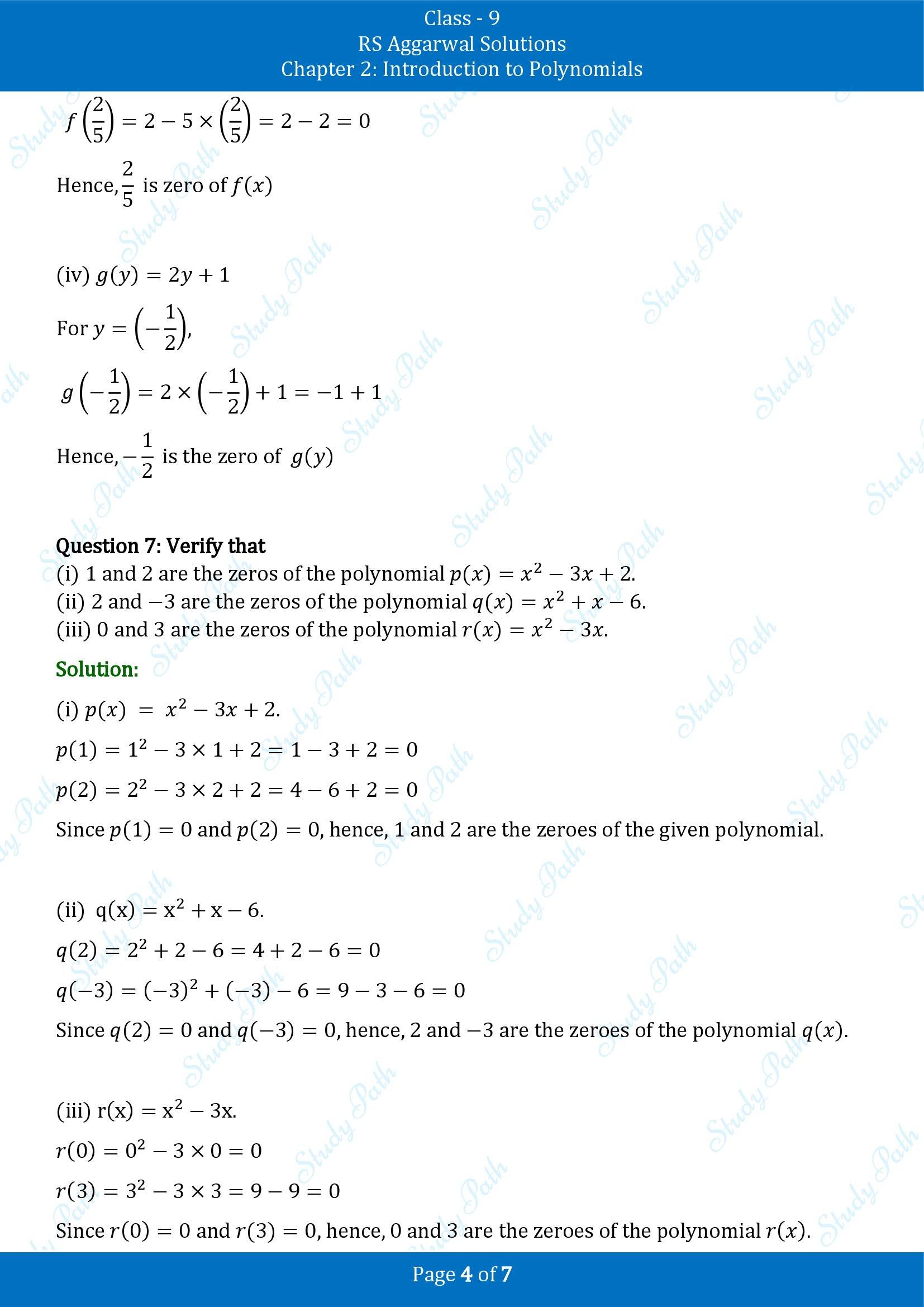 RS Aggarwal Solutions Class 9 Chapter 2 Introduction to Polynomials Exercise 2B 00004
