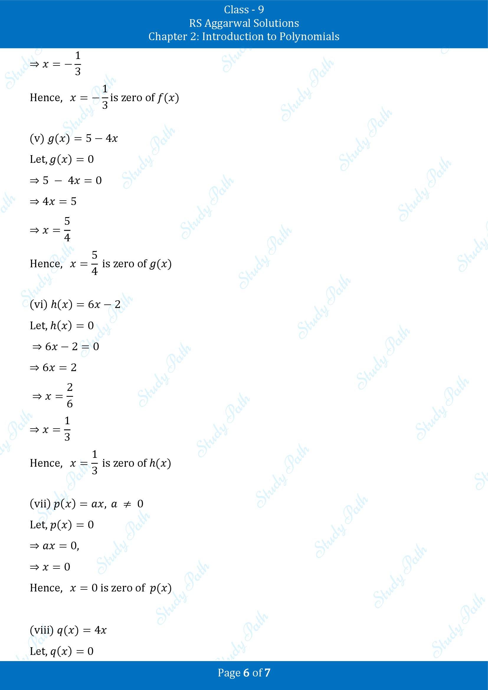 RS Aggarwal Solutions Class 9 Chapter 2 Introduction to Polynomials Exercise 2B 00006