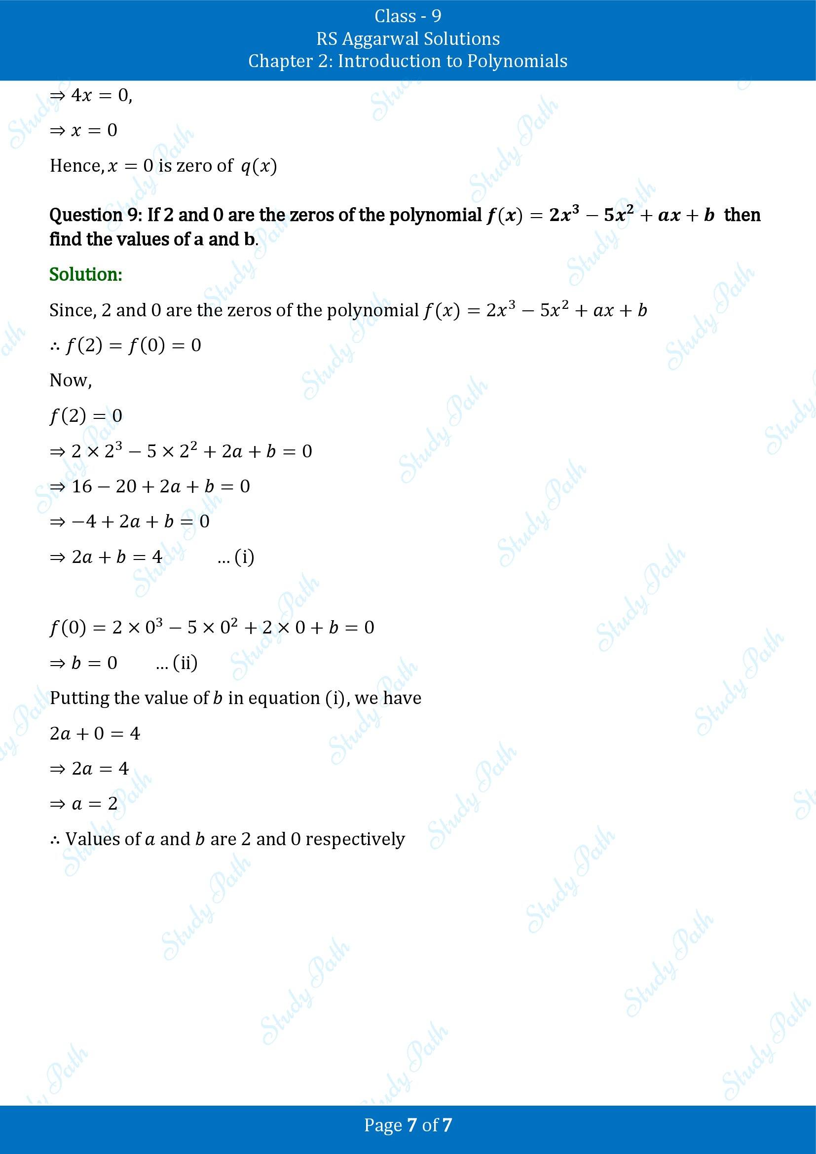 RS Aggarwal Solutions Class 9 Chapter 2 Introduction to Polynomials Exercise 2B 00007