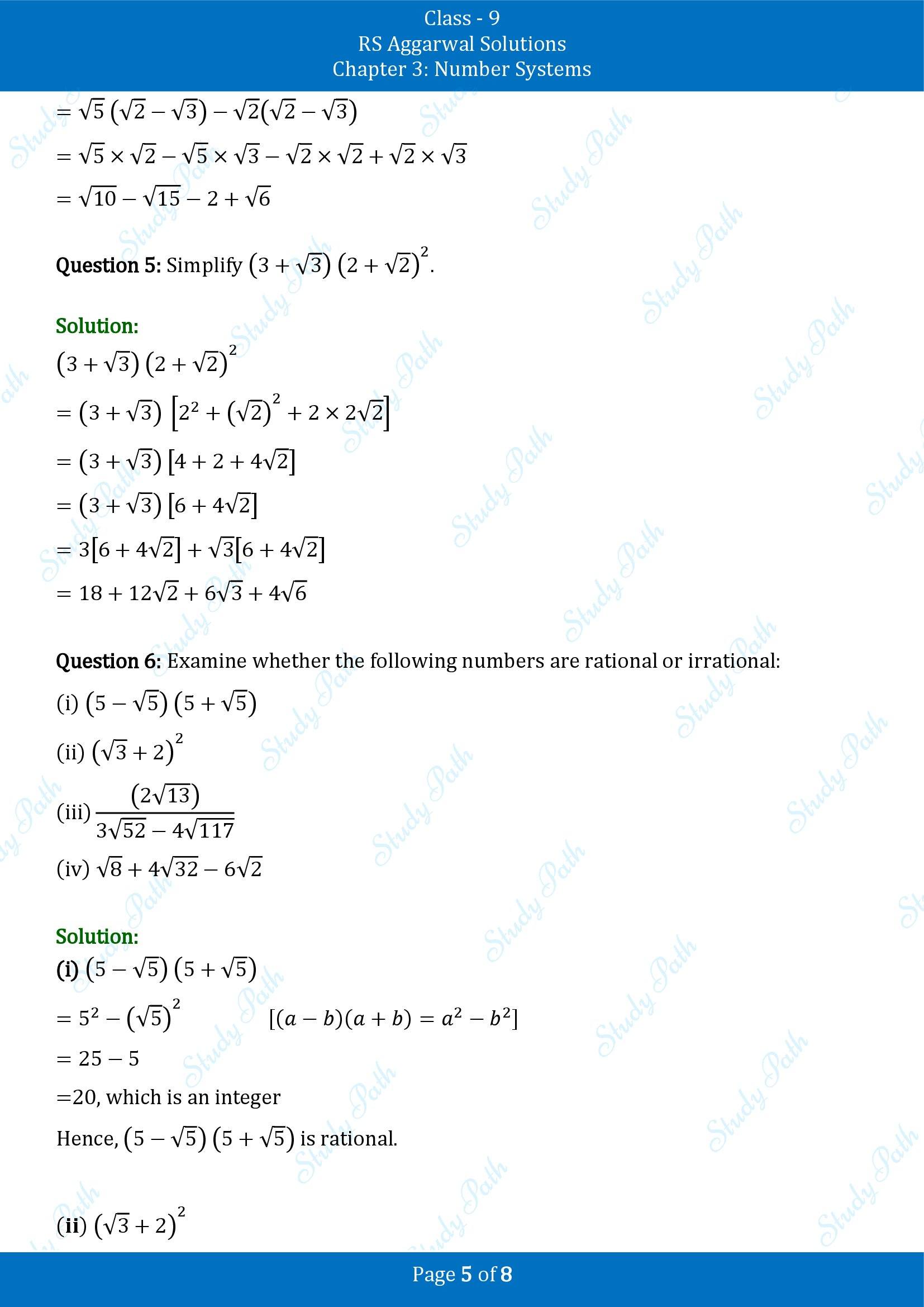 RS Aggarwal Solutions Class 9 Chapter 3 Number Systems Exercise 3D 00005