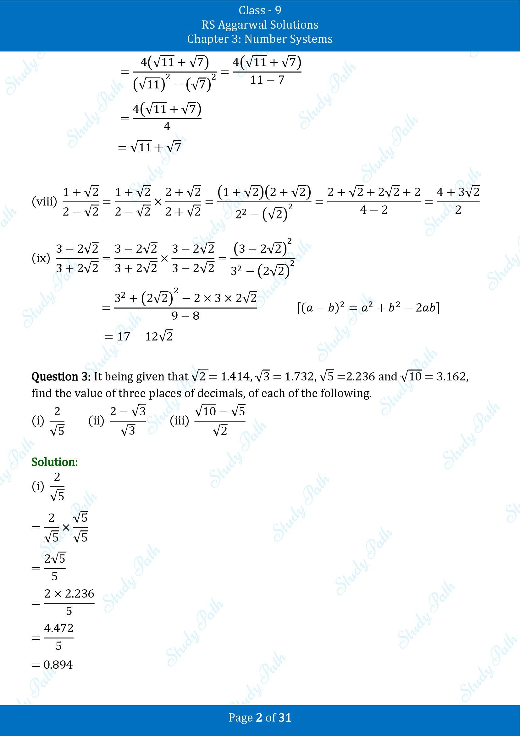 RS Aggarwal Solutions Class 9 Chapter 3 Number Systems Exercise 3F 00002