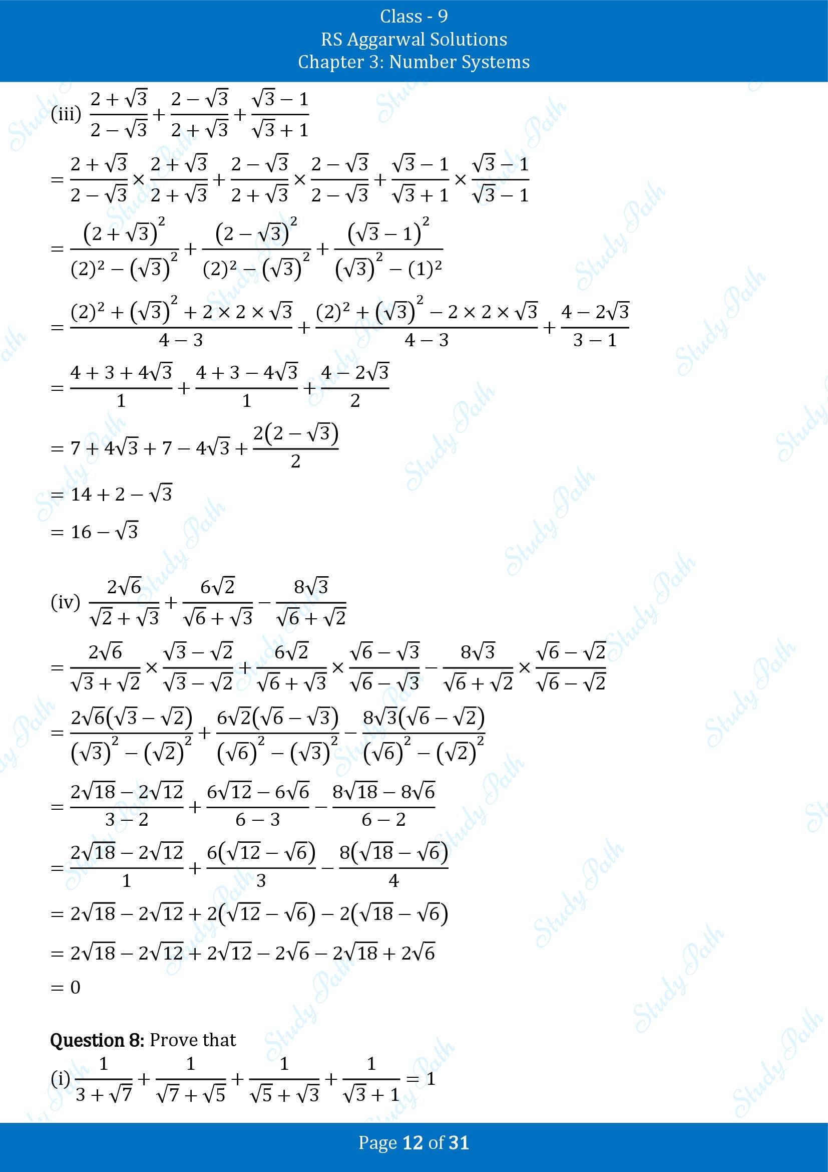 RS Aggarwal Solutions Class 9 Chapter 3 Number Systems Exercise 3F 00012