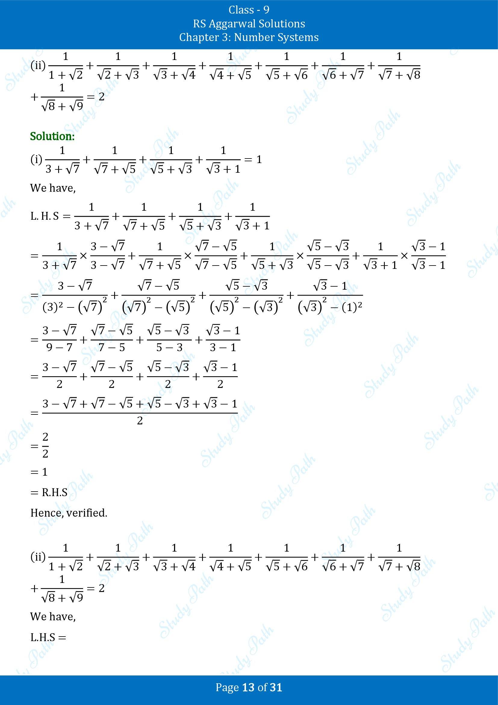 RS Aggarwal Solutions Class 9 Chapter 3 Number Systems Exercise 3F 00013