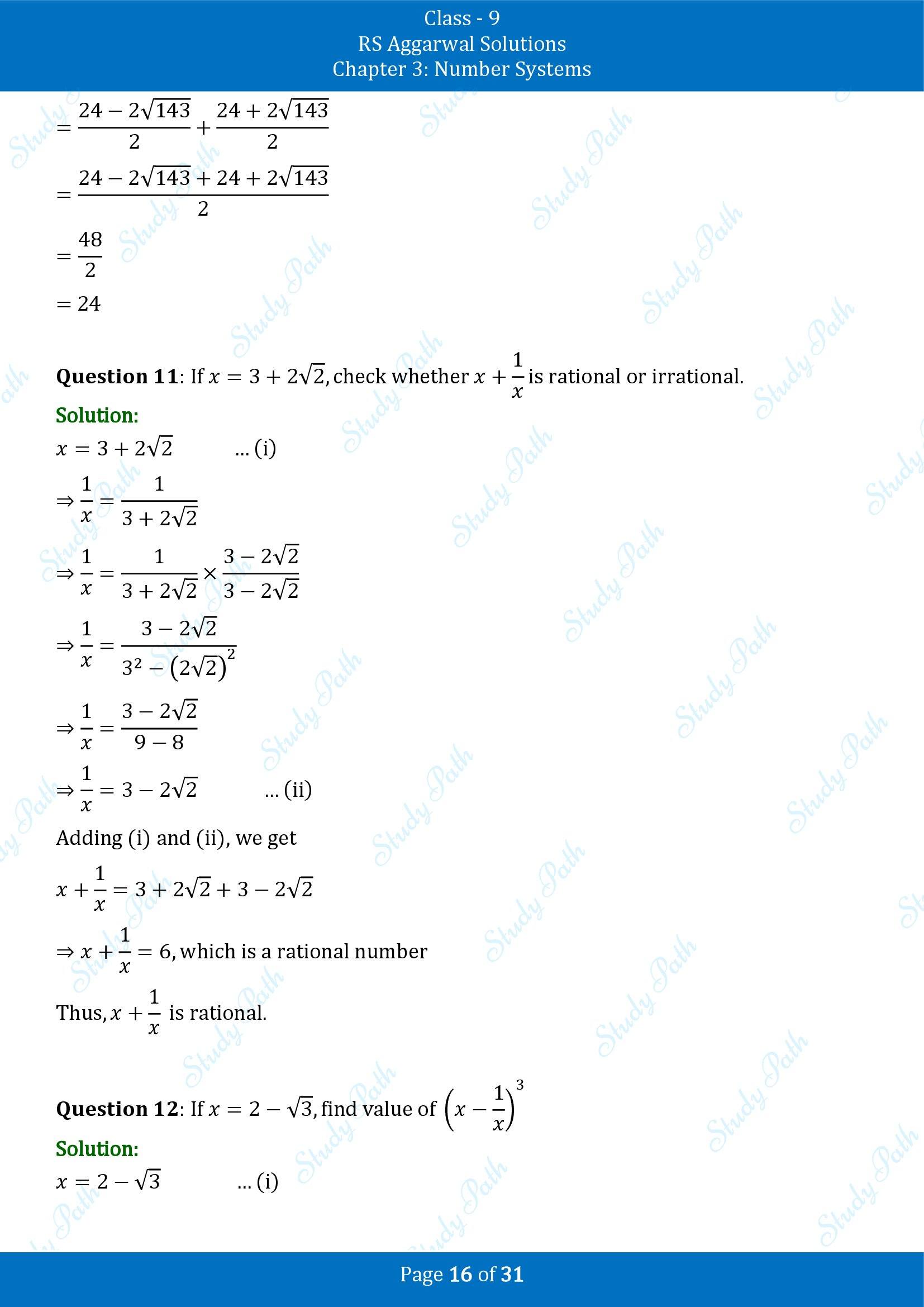 RS Aggarwal Solutions Class 9 Chapter 3 Number Systems Exercise 3F 00016