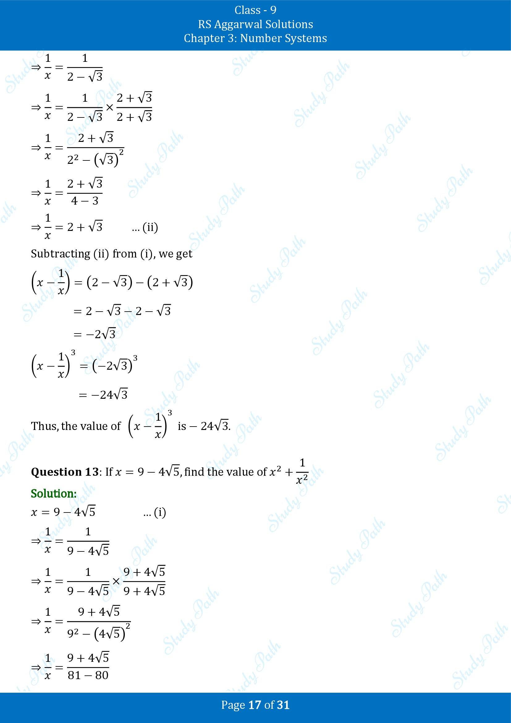 RS Aggarwal Solutions Class 9 Chapter 3 Number Systems Exercise 3F 00017