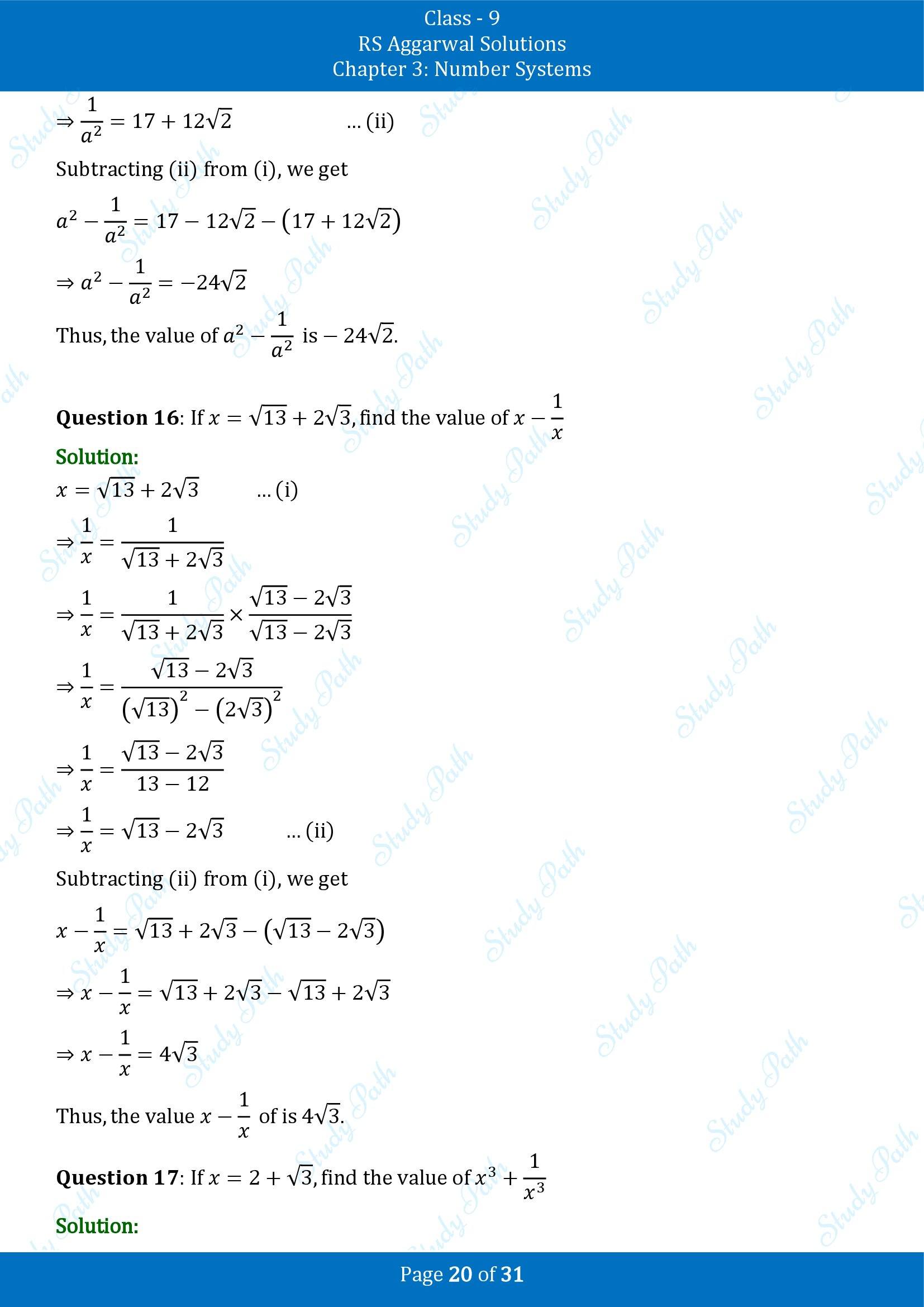 RS Aggarwal Solutions Class 9 Chapter 3 Number Systems Exercise 3F 00020