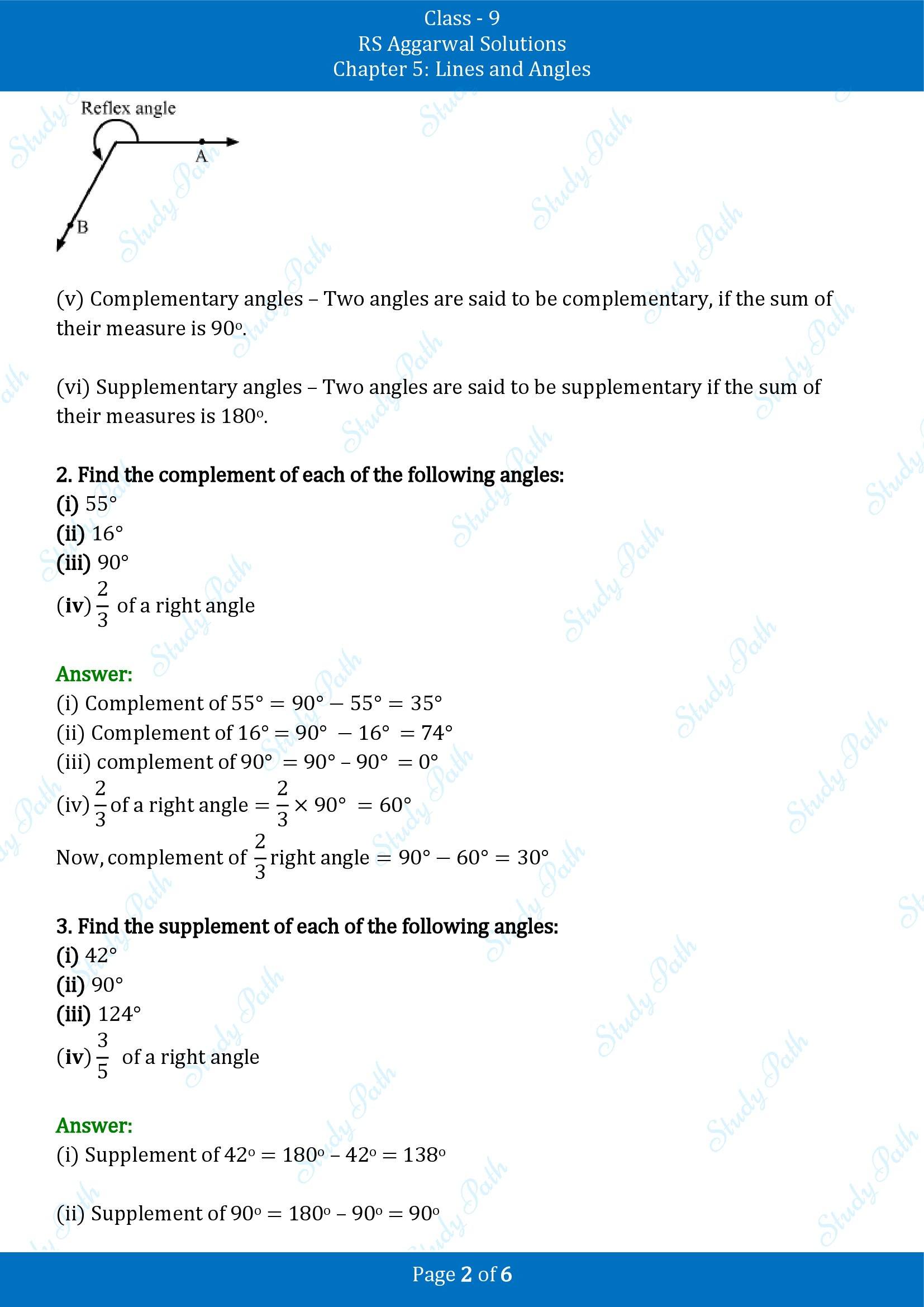 RS Aggarwal Solutions Class 9 Chapter 5 Lines and Angles Exercise 5A 00002