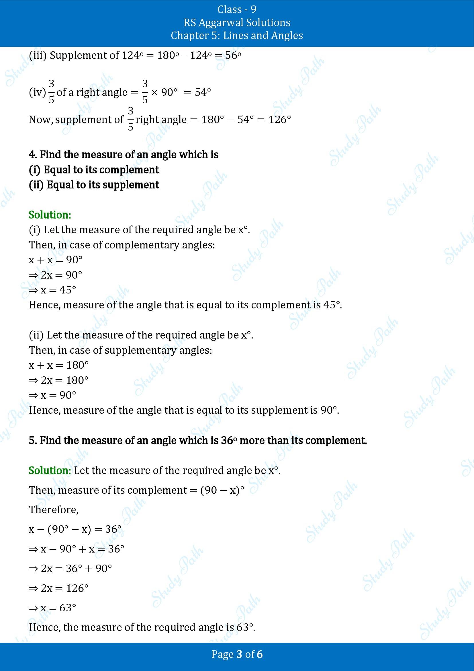 RS Aggarwal Solutions Class 9 Chapter 5 Lines and Angles Exercise 5A 00003