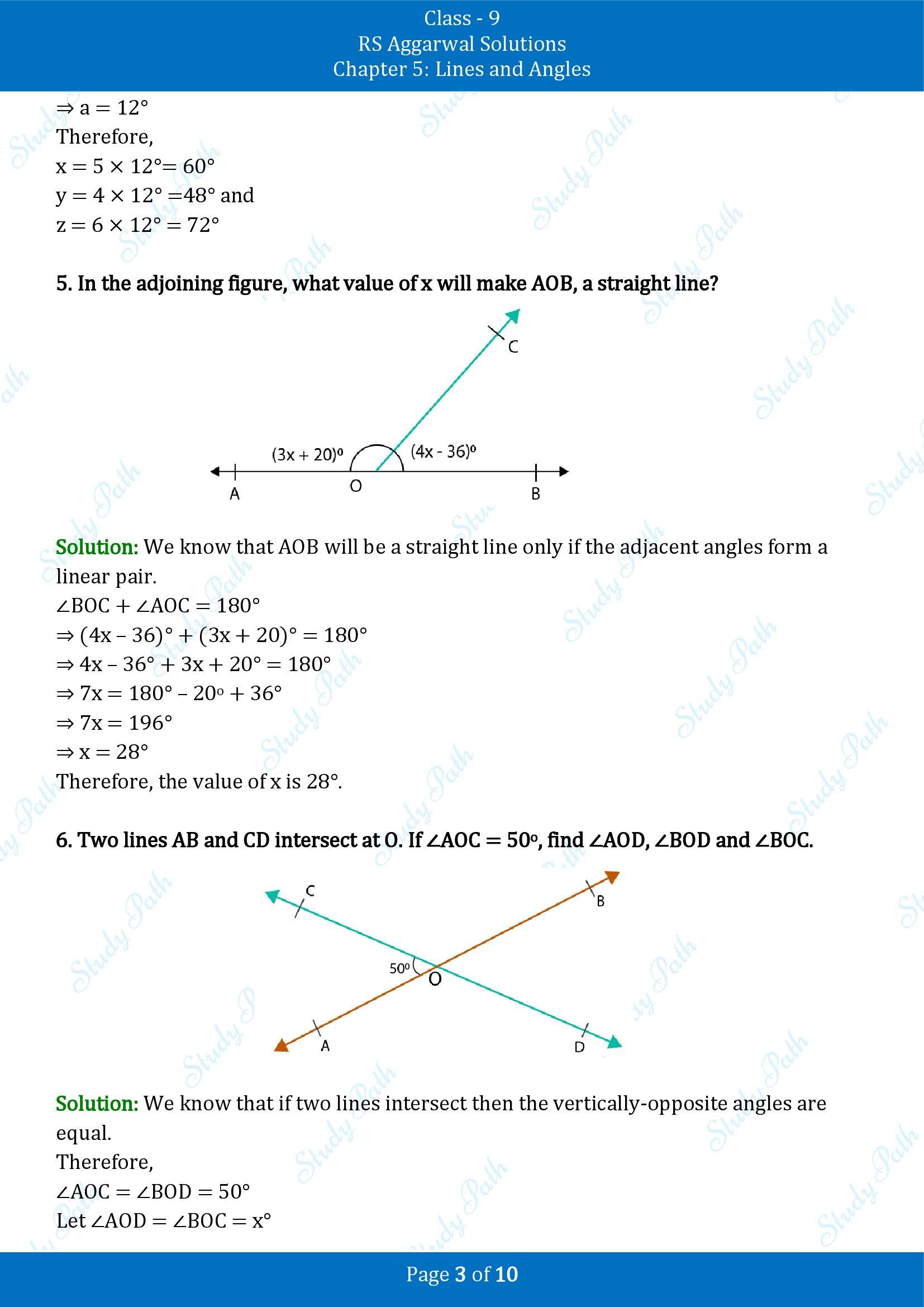 RS Aggarwal Solutions Class 9 Chapter 5 Lines and Angles Exercise 5B 00003