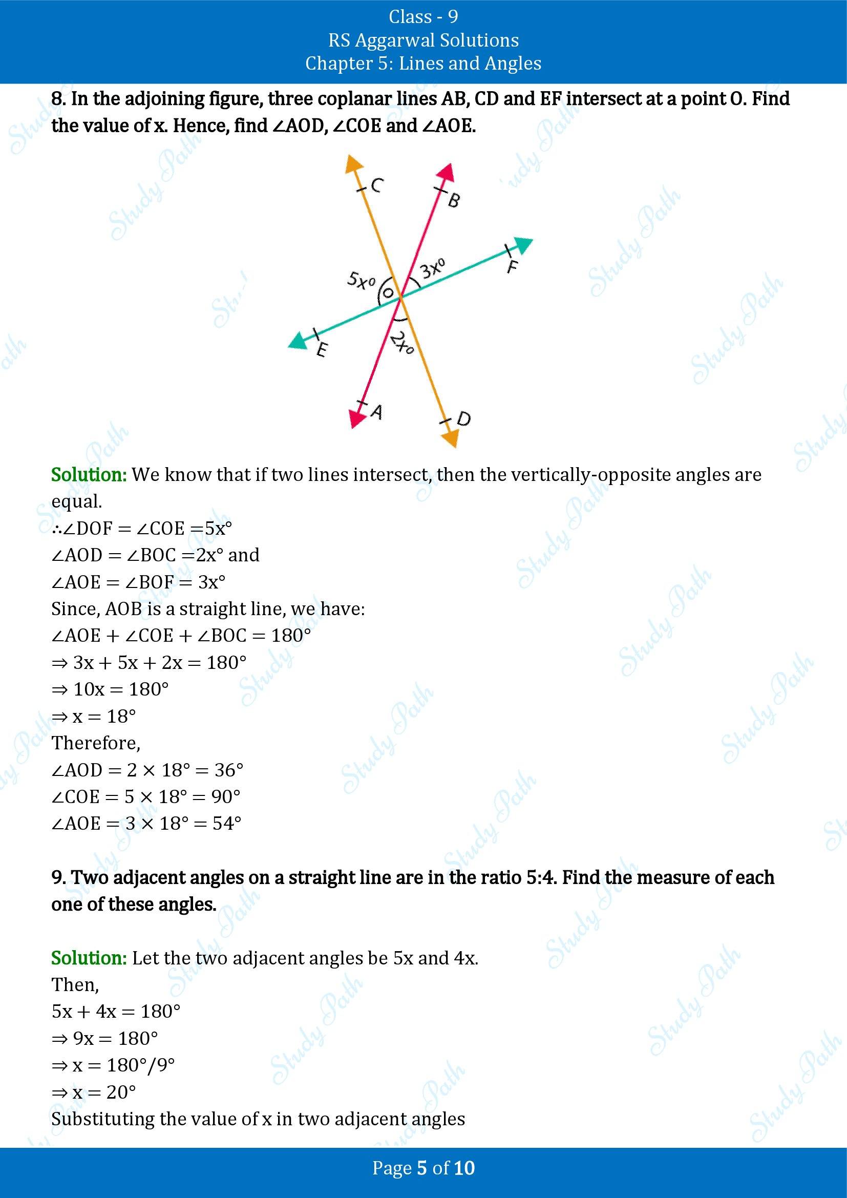 RS Aggarwal Solutions Class 9 Chapter 5 Lines and Angles Exercise 5B 00005