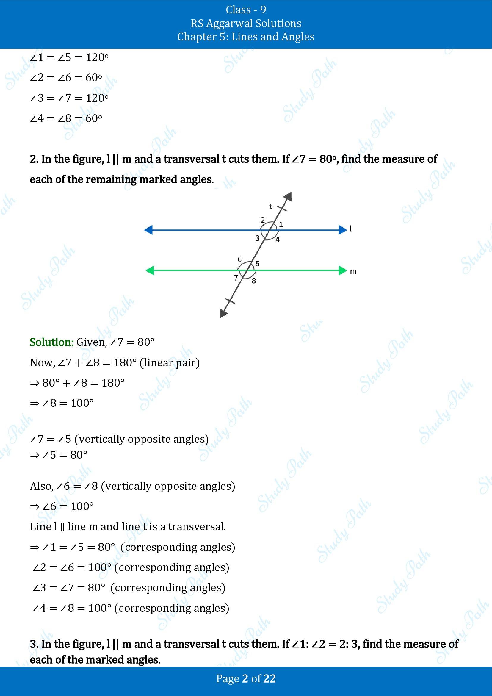 RS Aggarwal Solutions Class 9 Chapter 5 Lines and Angles Exercise 5C 00002