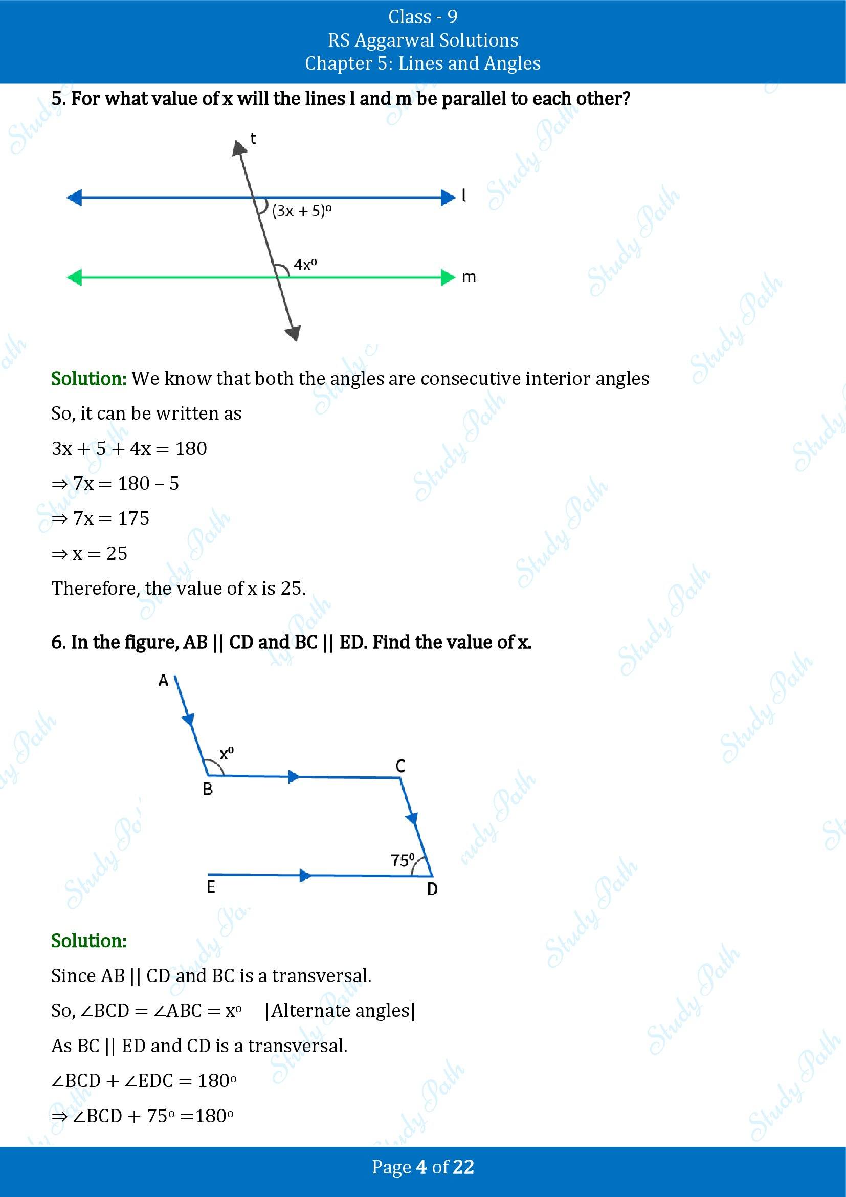 RS Aggarwal Solutions Class 9 Chapter 5 Lines and Angles Exercise 5C 00004