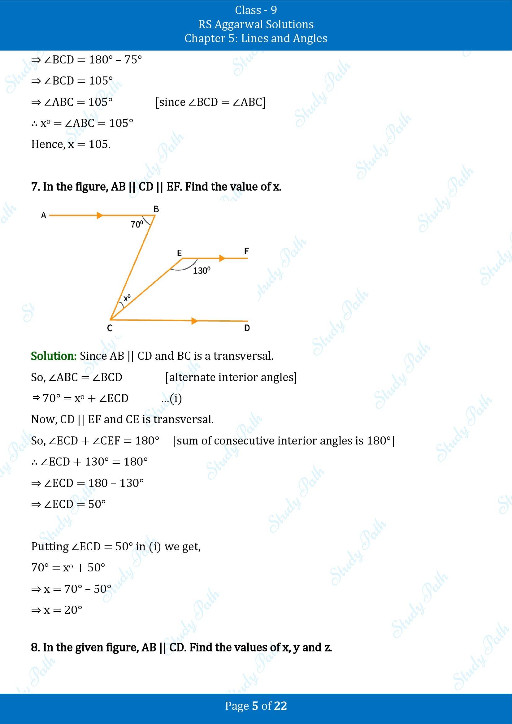 RS Aggarwal Solutions Class 9 Chapter 5 Lines and Angles Exercise 5C 00005