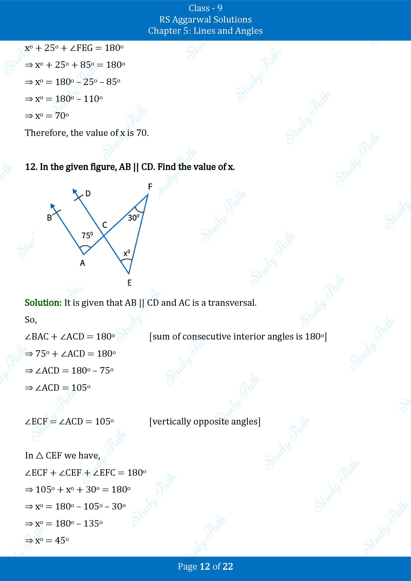 RS Aggarwal Solutions Class 9 Chapter 5 Lines and Angles Exercise 5C 00012