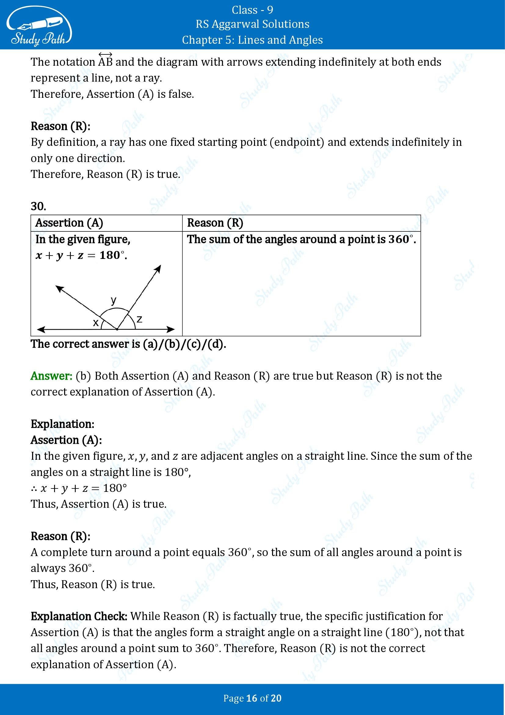 RS Aggarwal Solutions Class 9 Chapter 5 Lines and Angles Multiple Choice Questions MCQs 00016