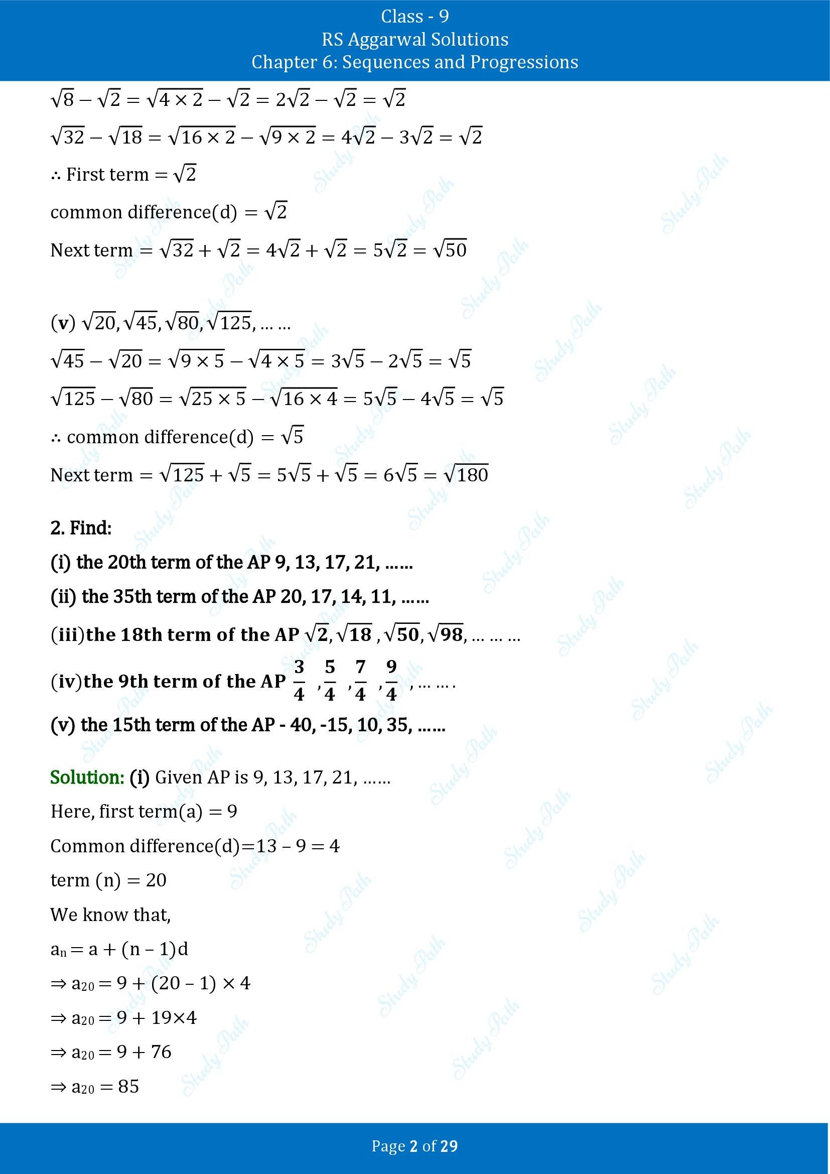 RS Aggarwal Solutions Class 9 Chapter 6 Sequences and Progressions Exercise 6A 00002