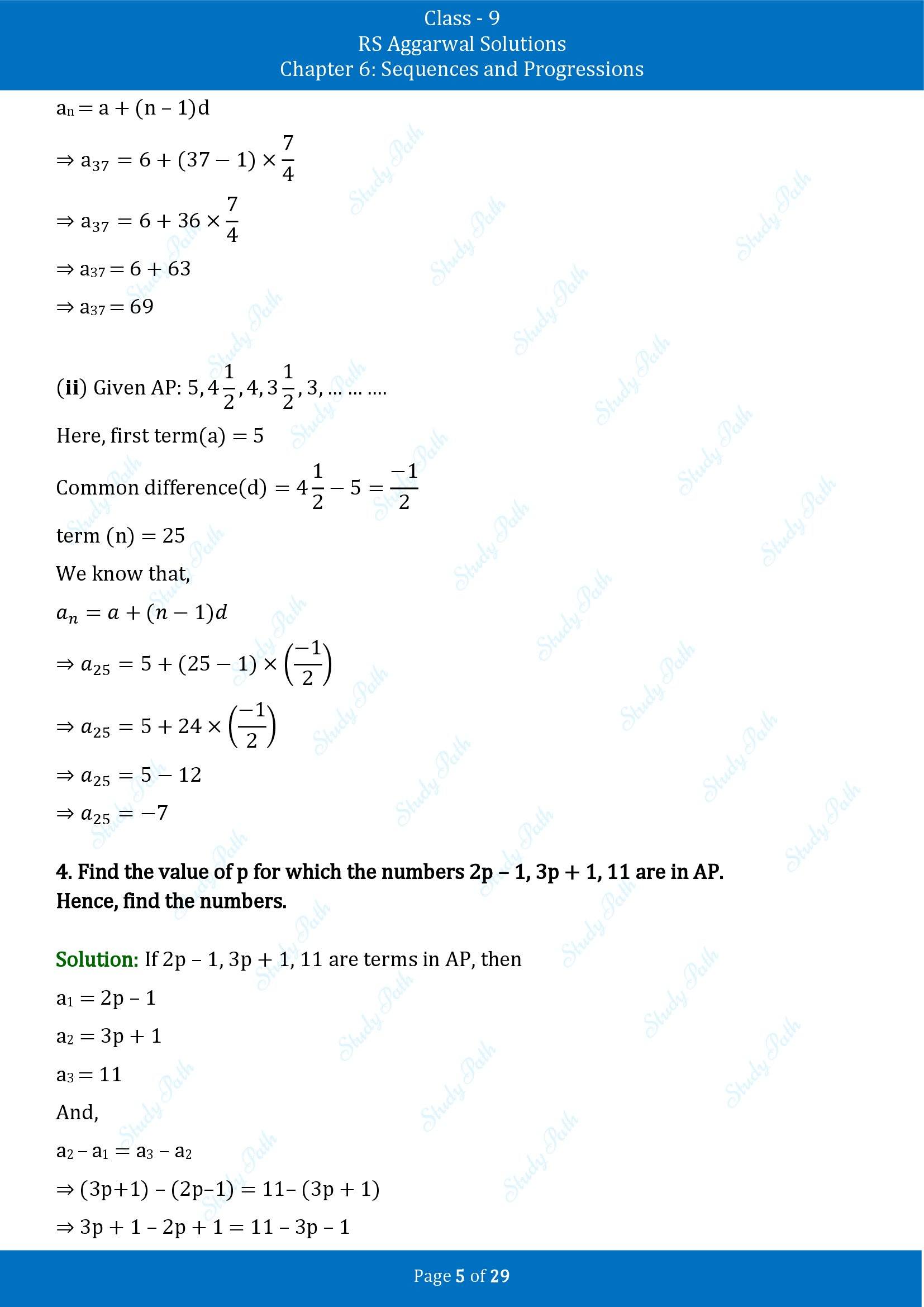 RS Aggarwal Solutions Class 9 Chapter 6 Sequences and Progressions Exercise 6A 00005