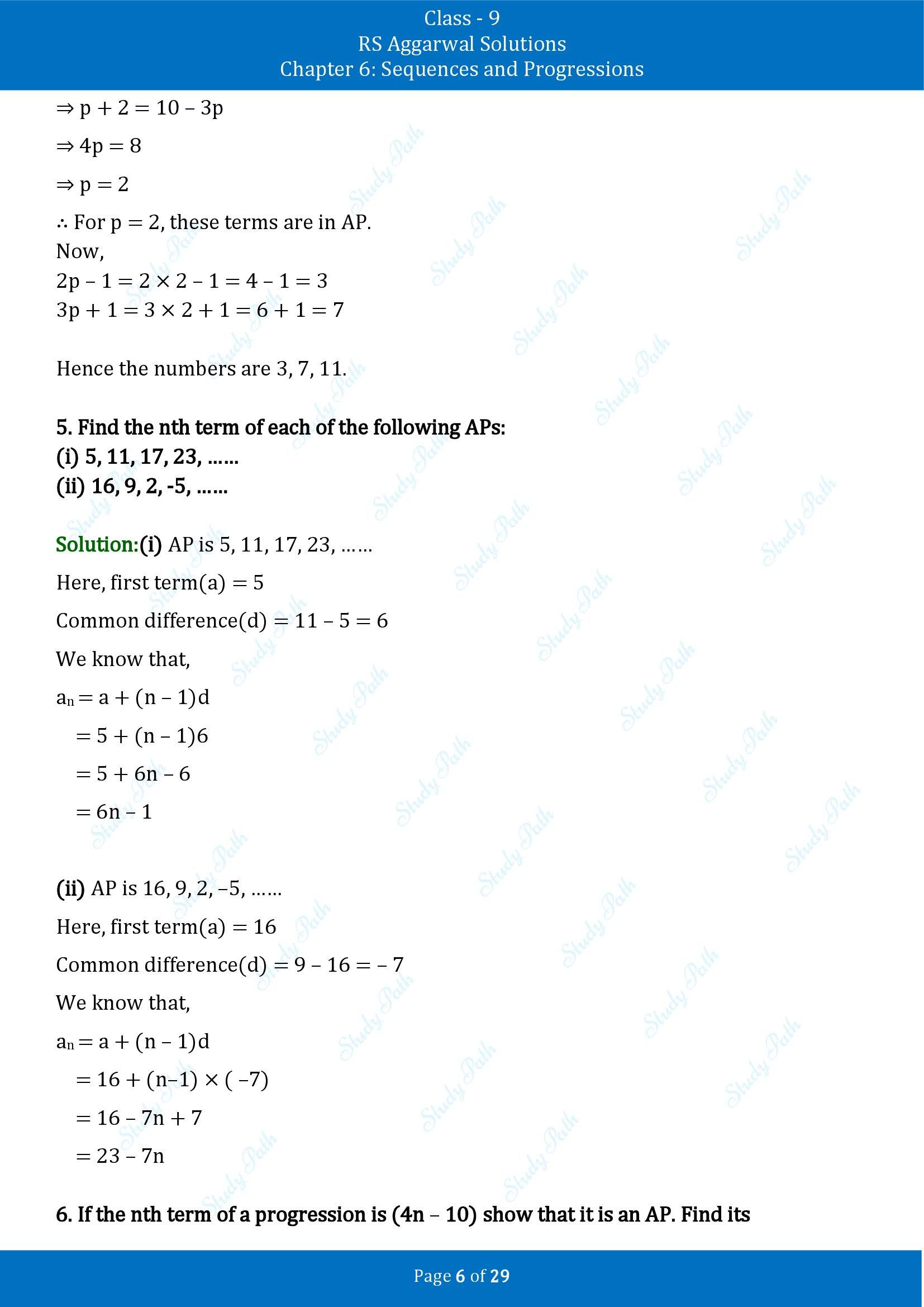 RS Aggarwal Solutions Class 9 Chapter 6 Sequences and Progressions Exercise 6A 00006