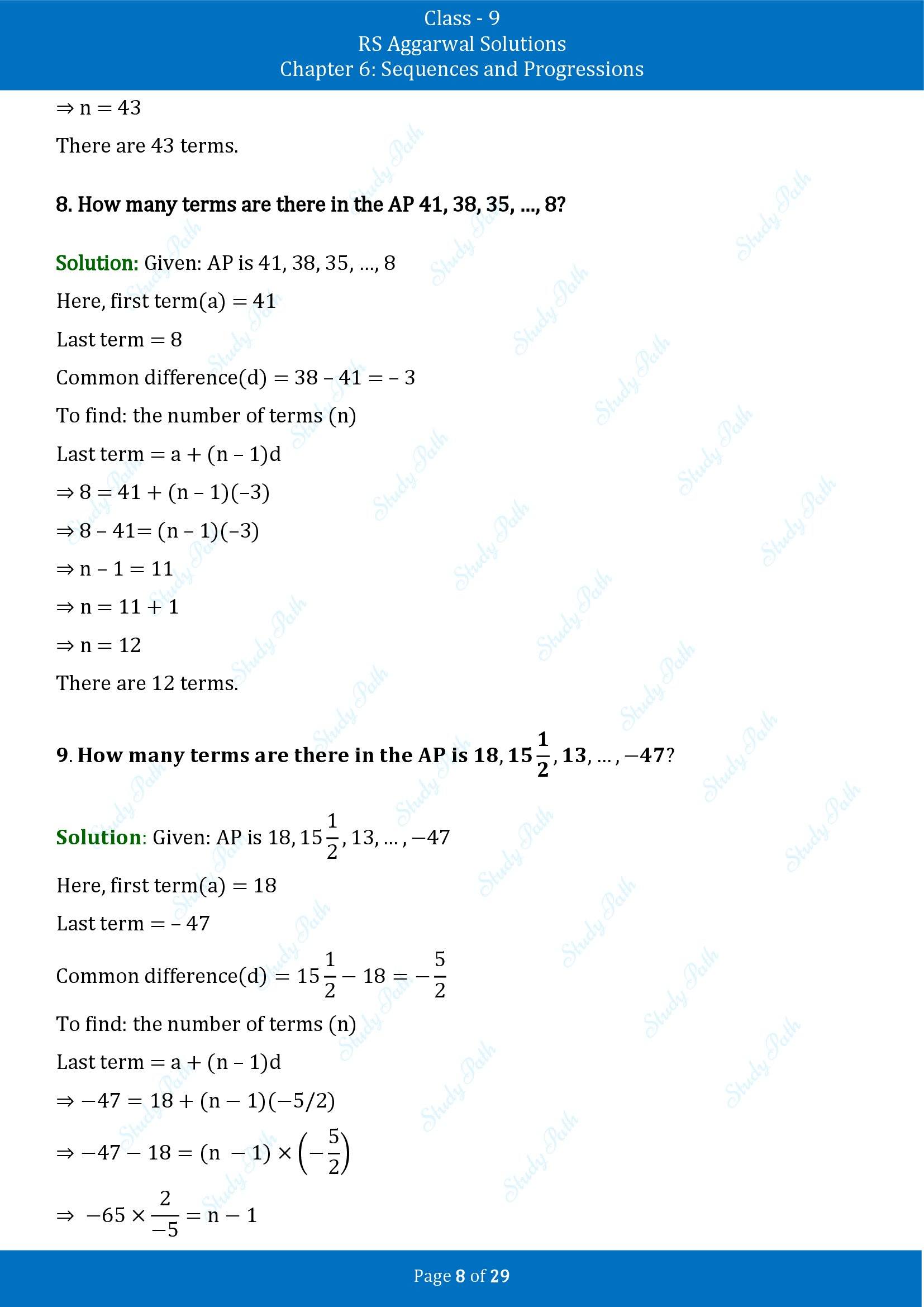 RS Aggarwal Solutions Class 9 Chapter 6 Sequences and Progressions Exercise 6A 00008