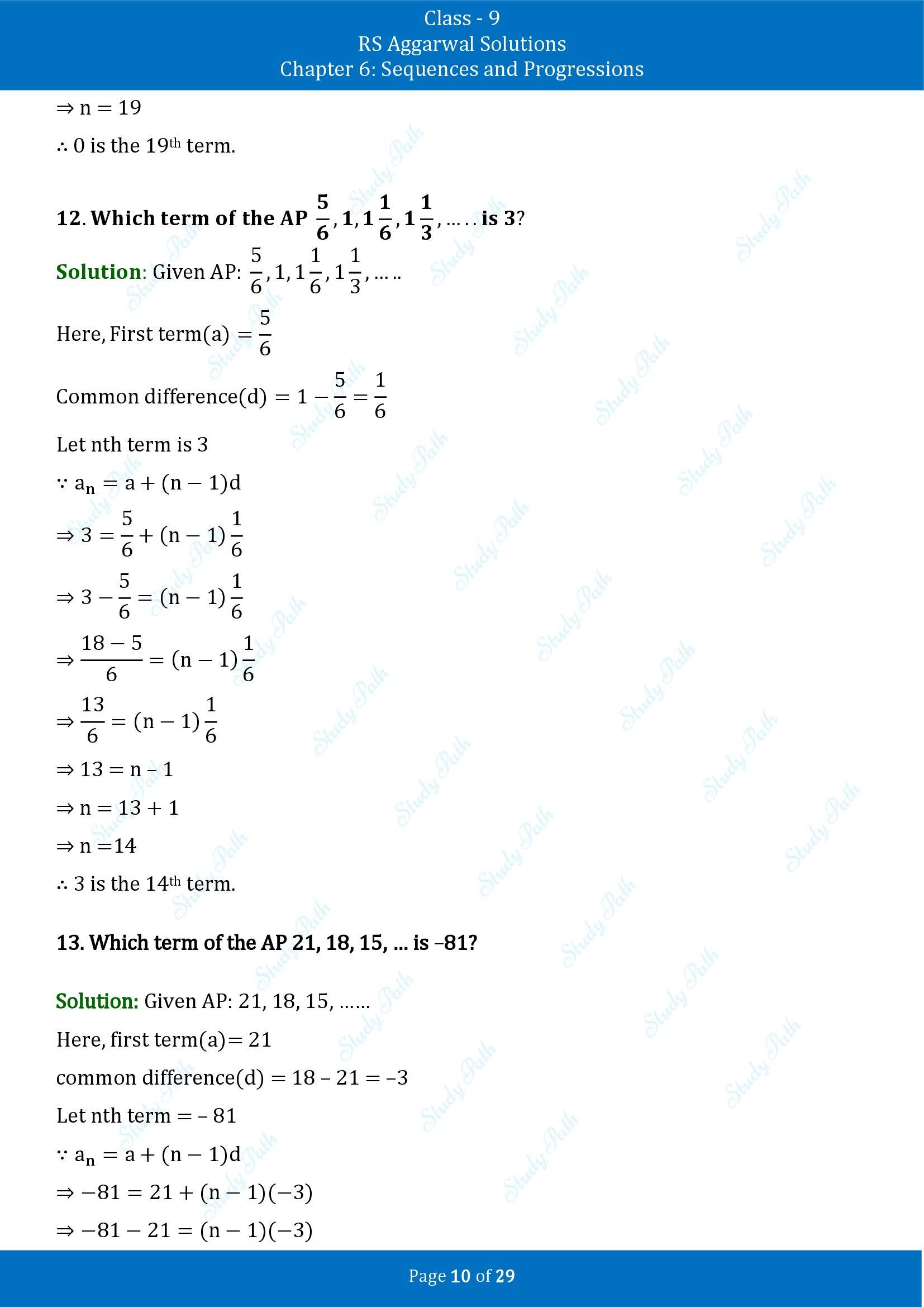 RS Aggarwal Solutions Class 9 Chapter 6 Sequences and Progressions Exercise 6A 00010