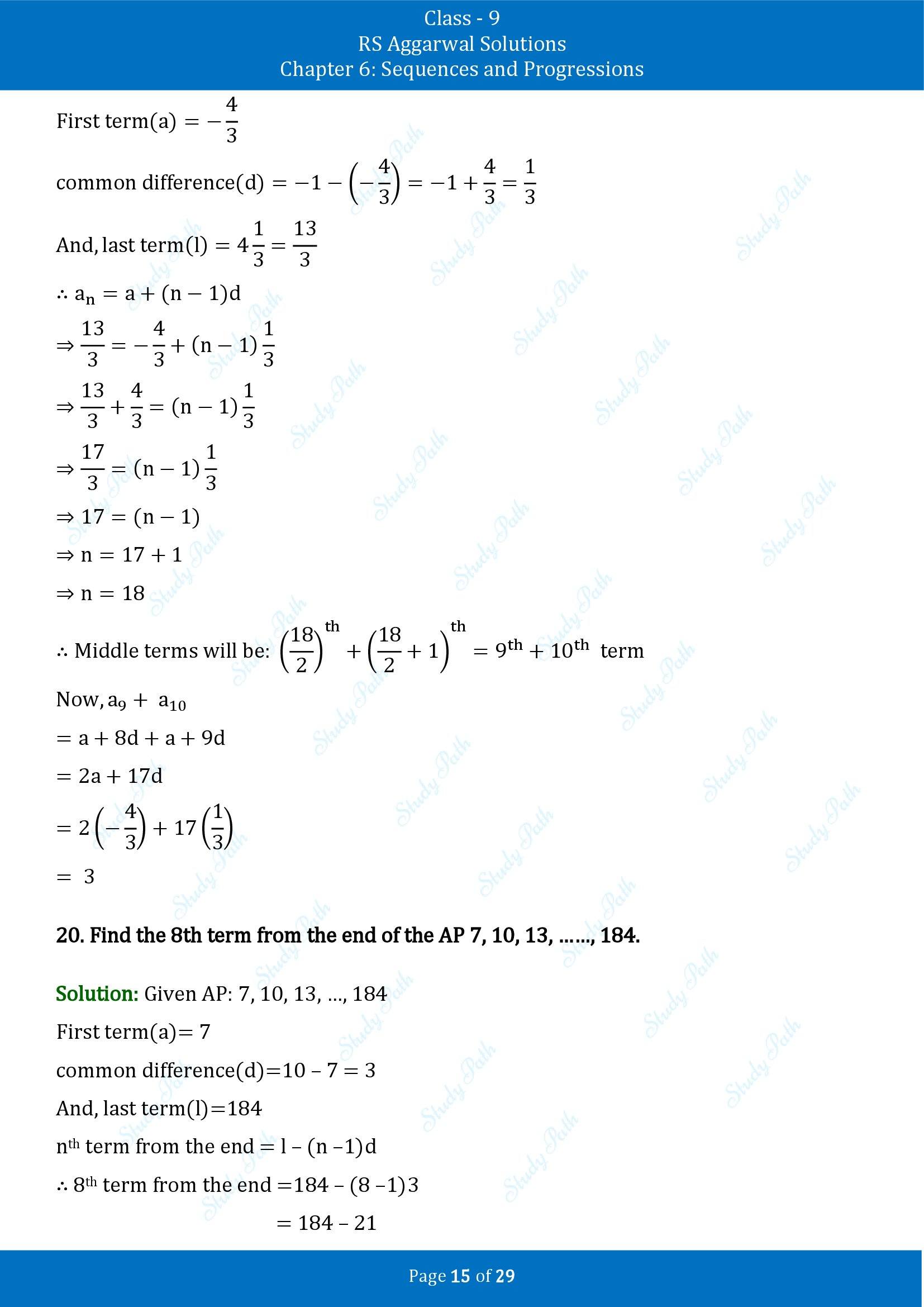 RS Aggarwal Solutions Class 9 Chapter 6 Sequences and Progressions Exercise 6A 00015