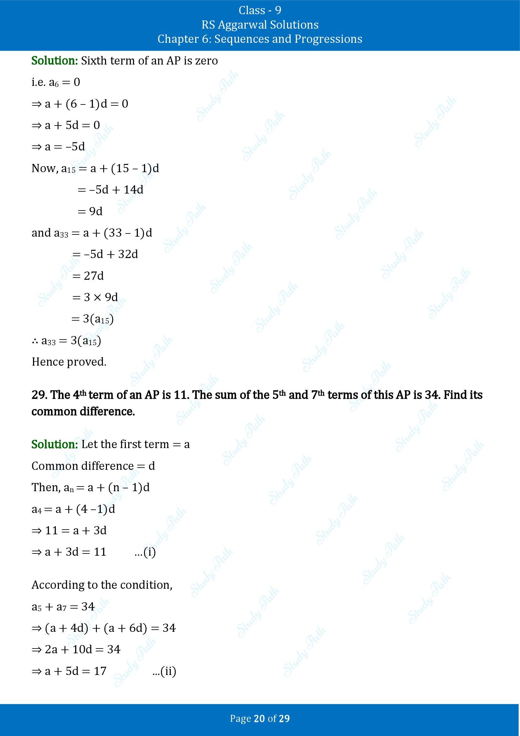 RS Aggarwal Solutions Class 9 Chapter 6 Sequences and Progressions Exercise 6A 00020