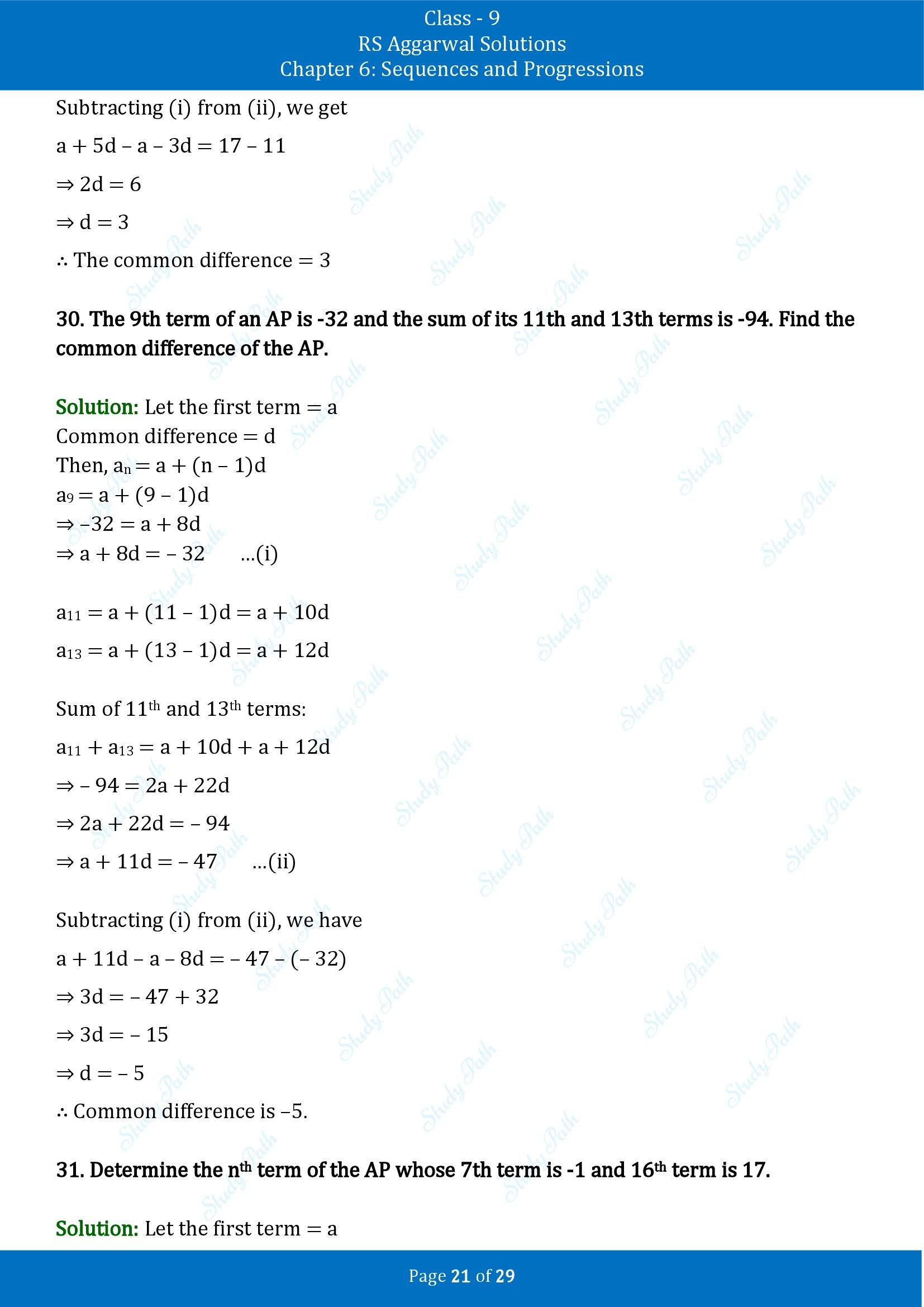 RS Aggarwal Solutions Class 9 Chapter 6 Sequences and Progressions Exercise 6A 00021