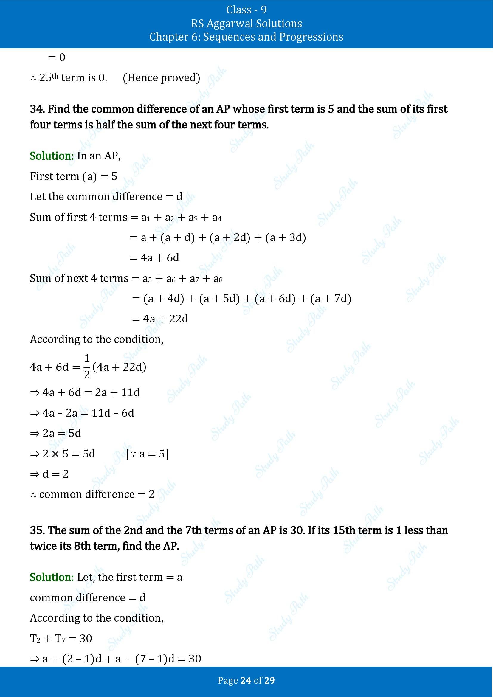 RS Aggarwal Solutions Class 9 Chapter 6 Sequences and Progressions Exercise 6A 00024