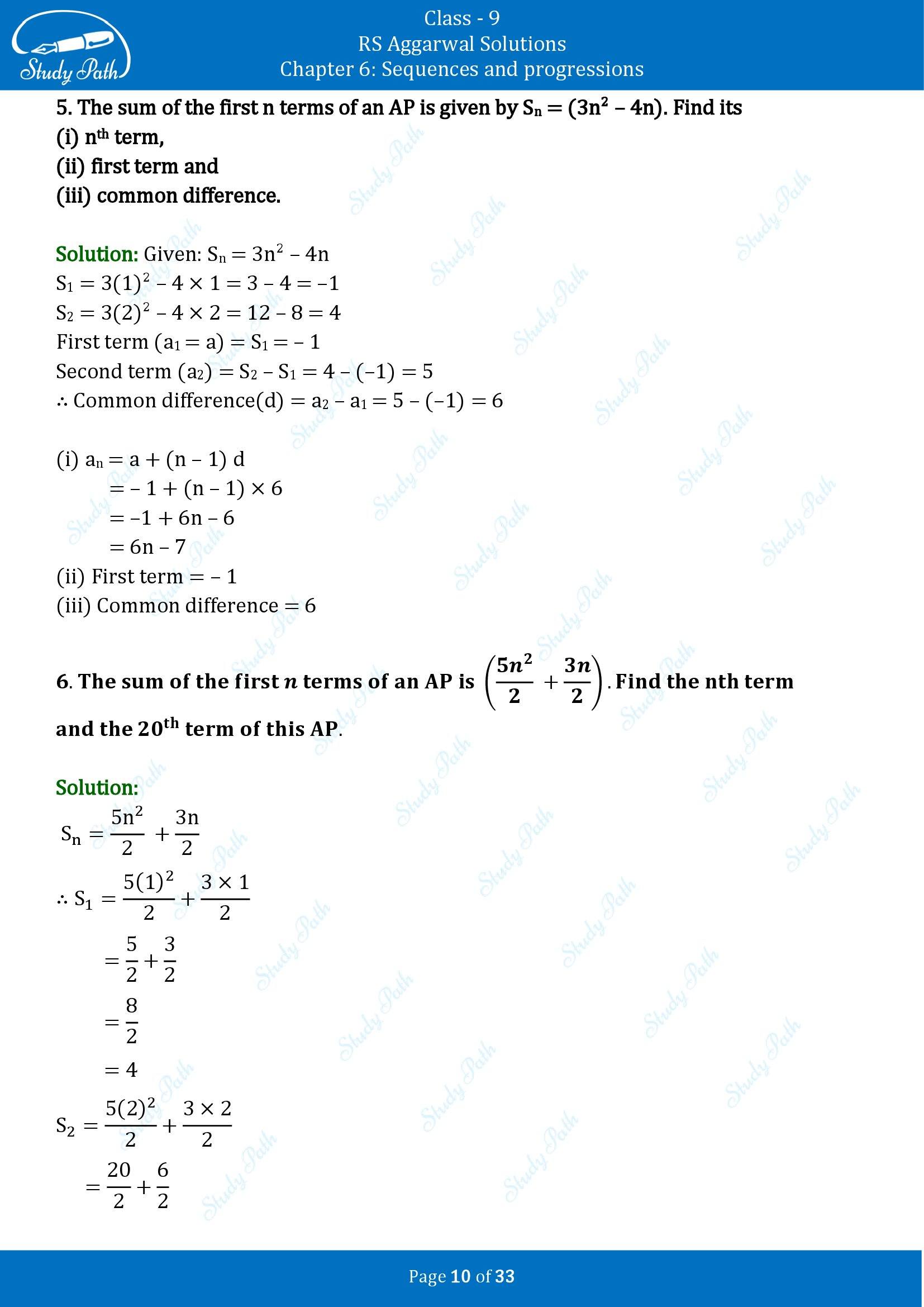 RS Aggarwal Solutions Class 9 Chapter 6 Sequences and Progressions Exercise 6B 00010